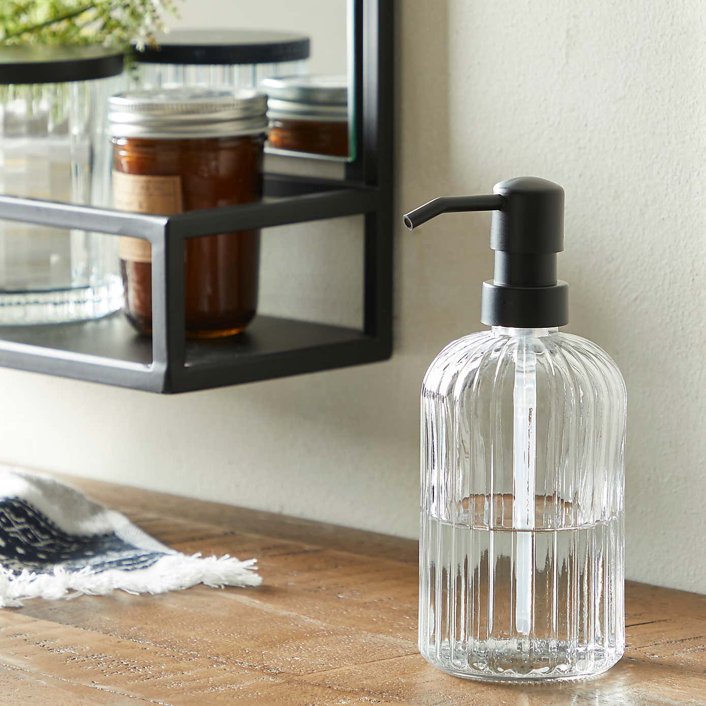 London Ribbed Glass Lotion Dispenser
