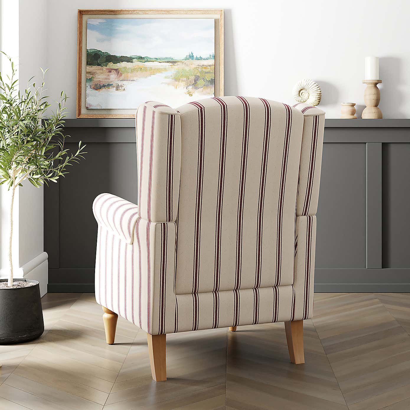Oswald Pinstripe Wingback Armchair