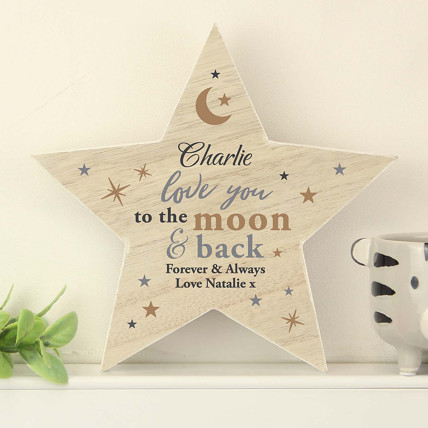 Personalised Love You To The Moon And Back Wooden Star