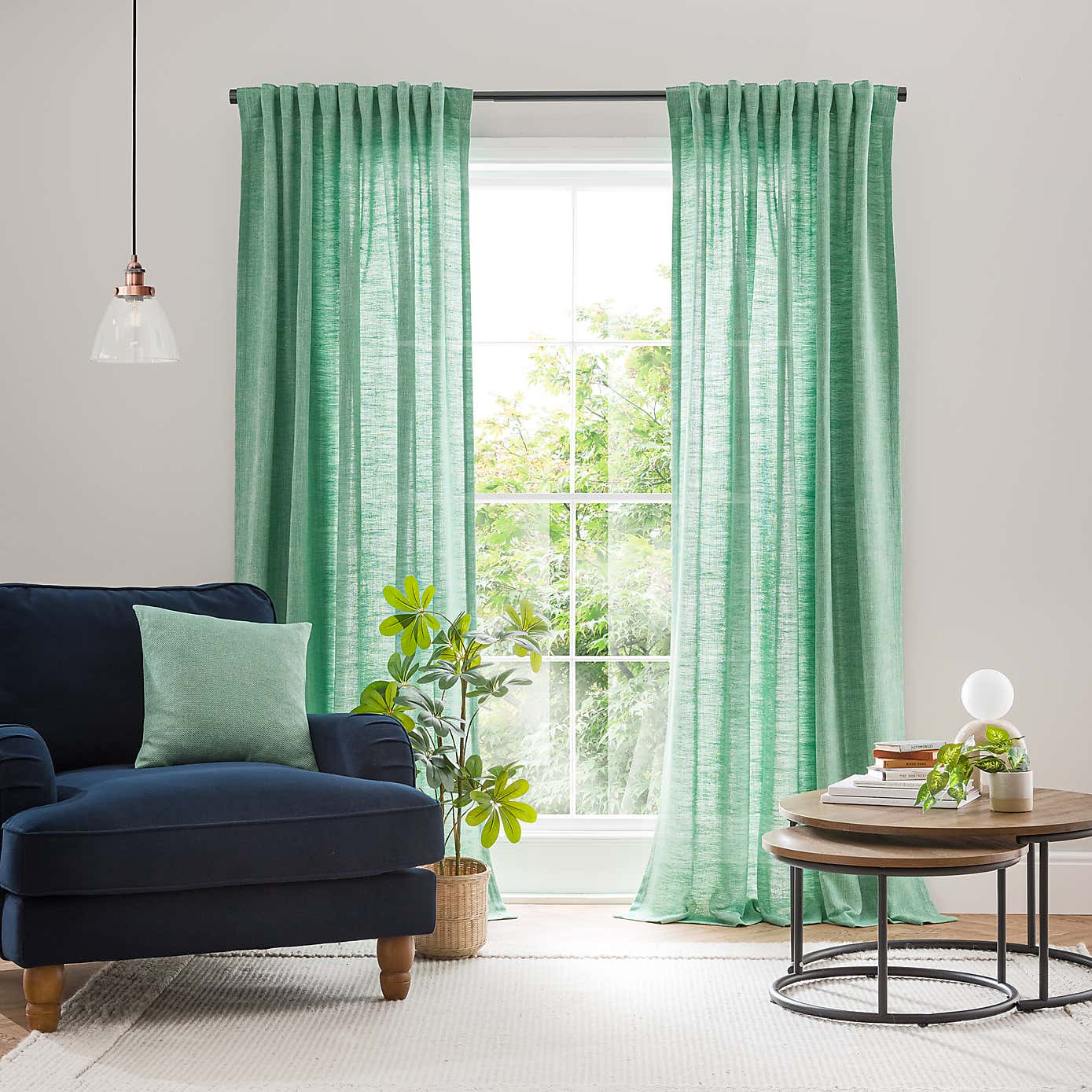 Zia Linen Look Multi Header Unlined Curtains