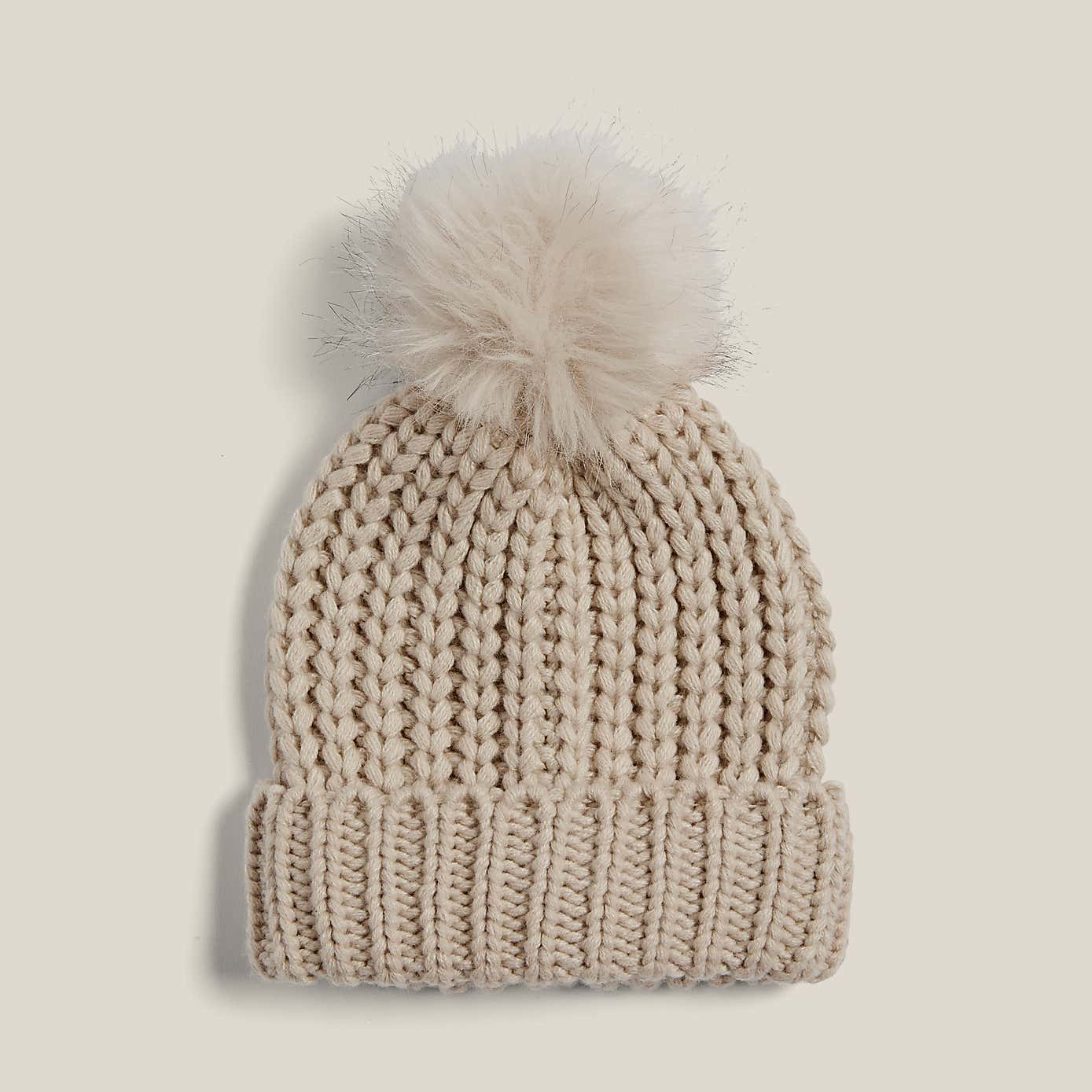 Knitted Hat with Pompom
