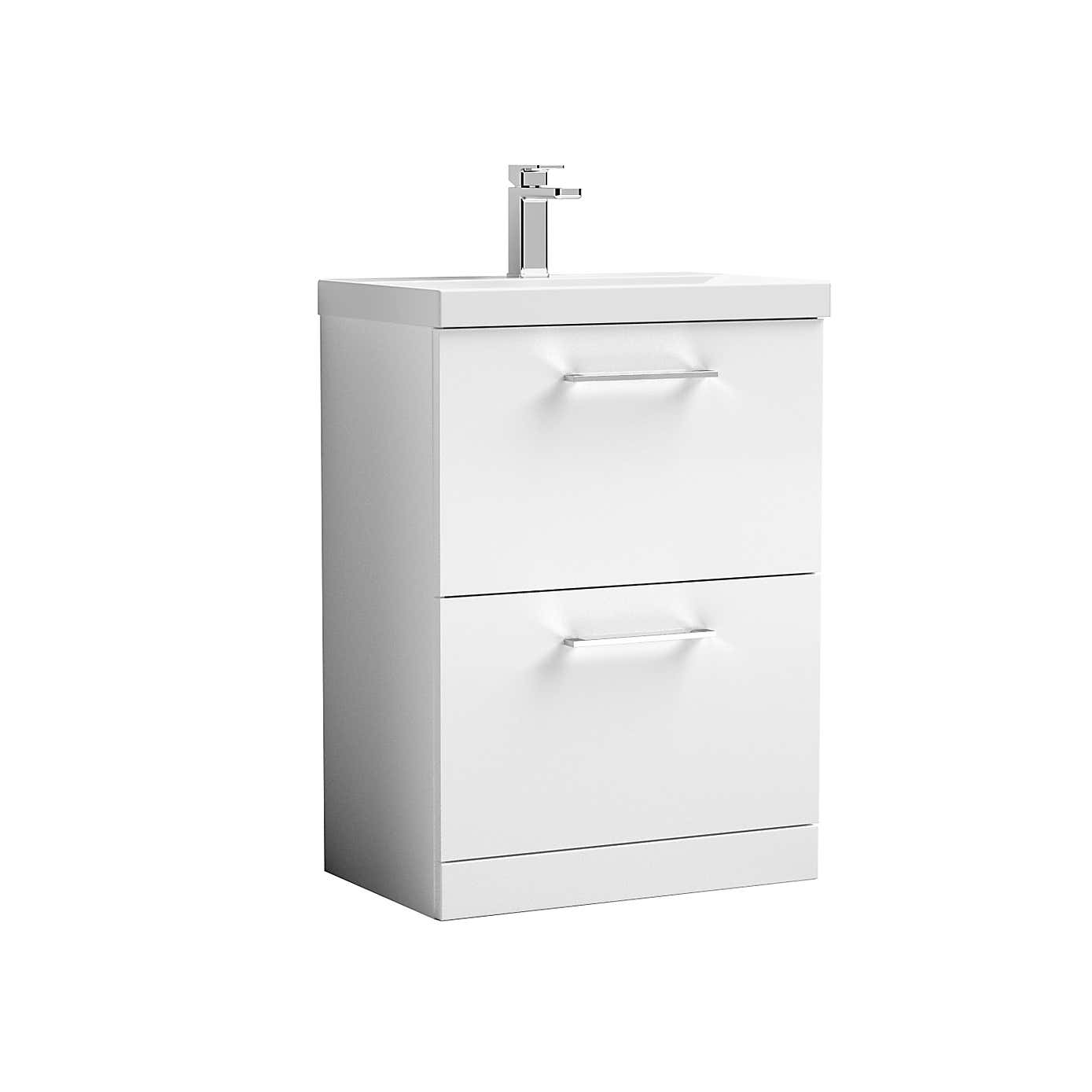 Arno Floor Standing 2 Drawer Vanity Unit with Basin
