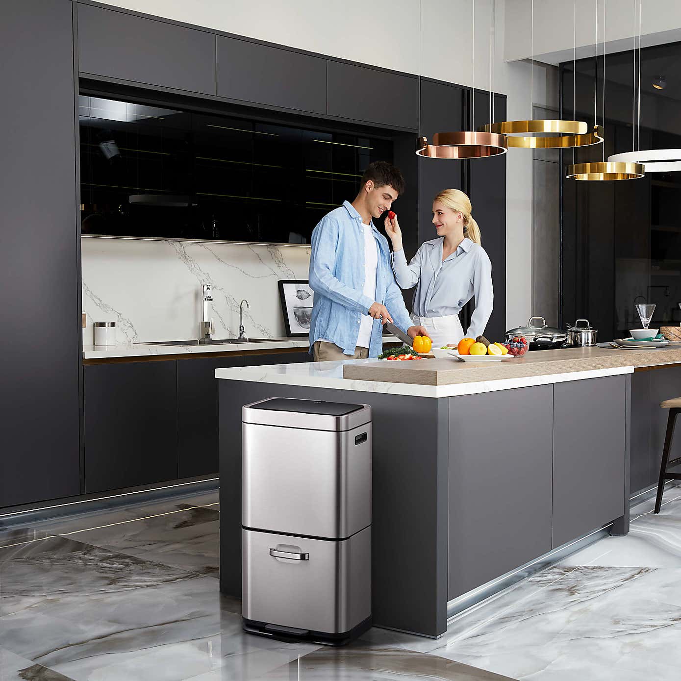 EKO Himalaya 35/25 Litre Stainless Steel Recycling Bin