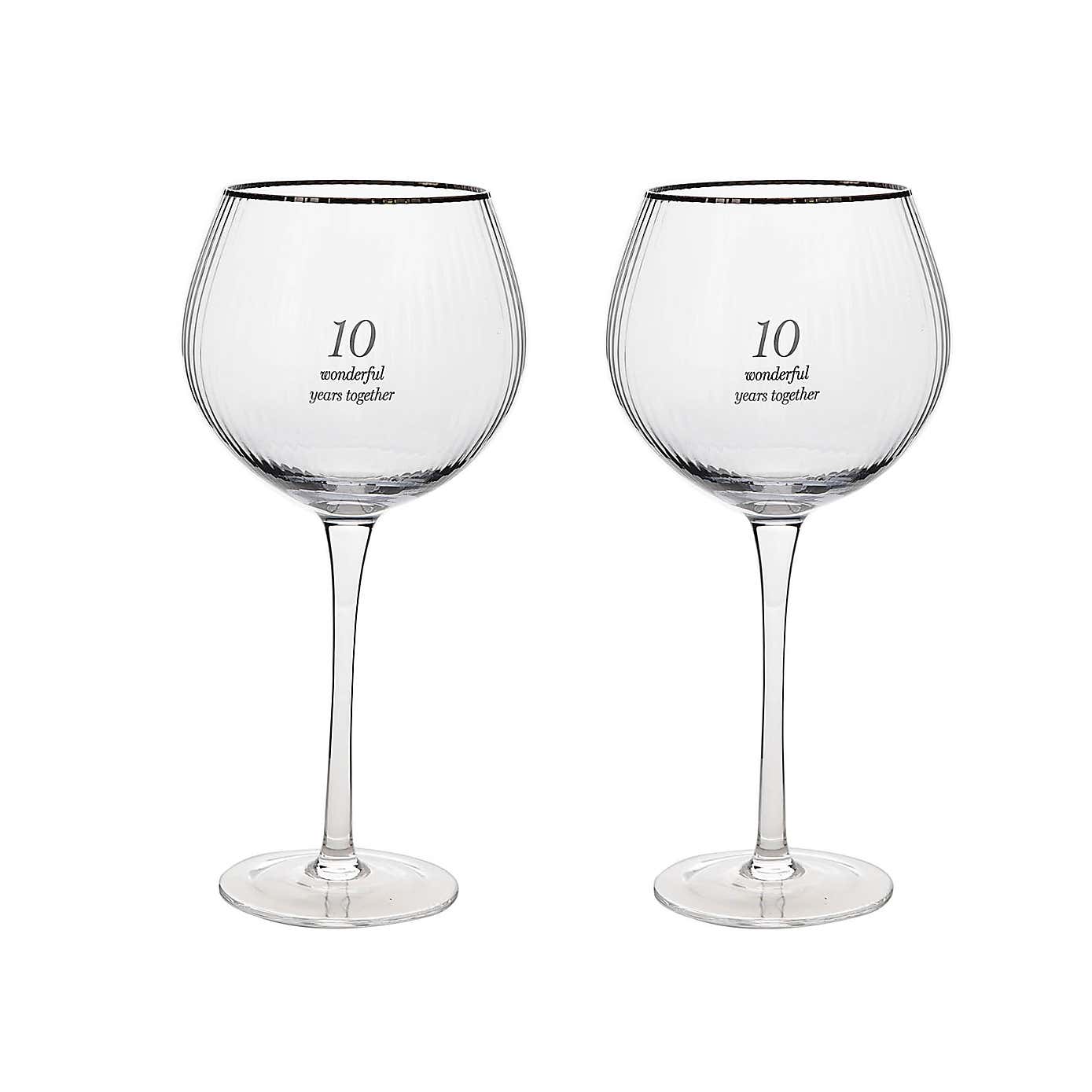 Amore Set of 2 10th Anniversary Gin Glasses