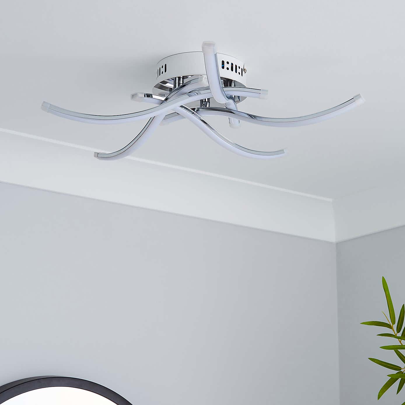 Layla 5 Light Integrated LED Chrome Semi-Flush Ceiling Fitting