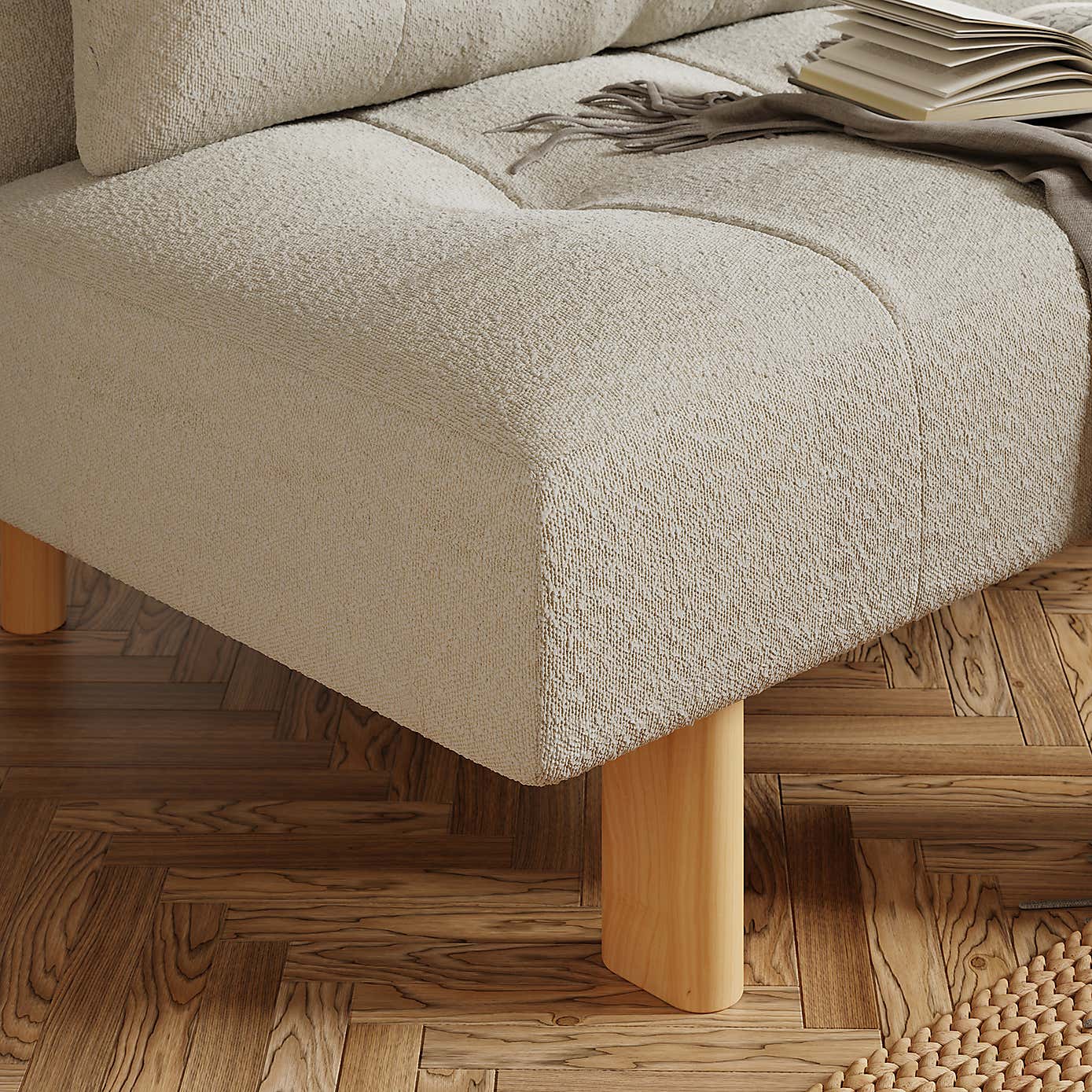 Lottie Boucle Two Tone Clic Clac Double Sofa Bed