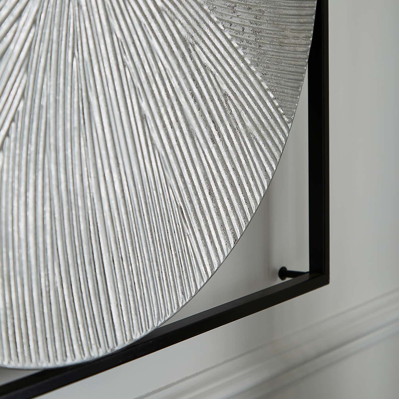 Framed Ribbed Metal Clock 60cm