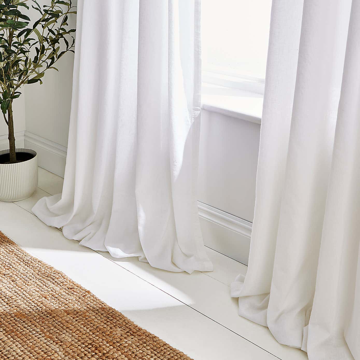 Cotton Linen Slot Top Voile Curtains