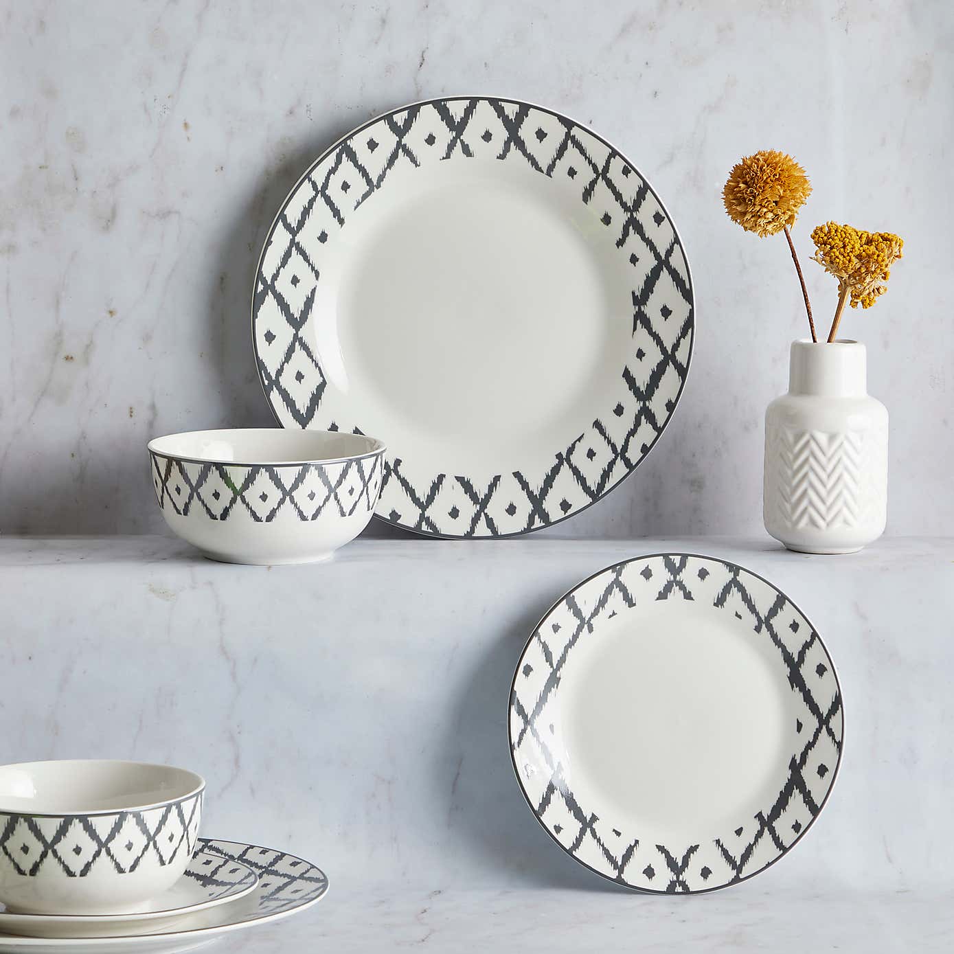 Ikat 12 Piece Dinner Set