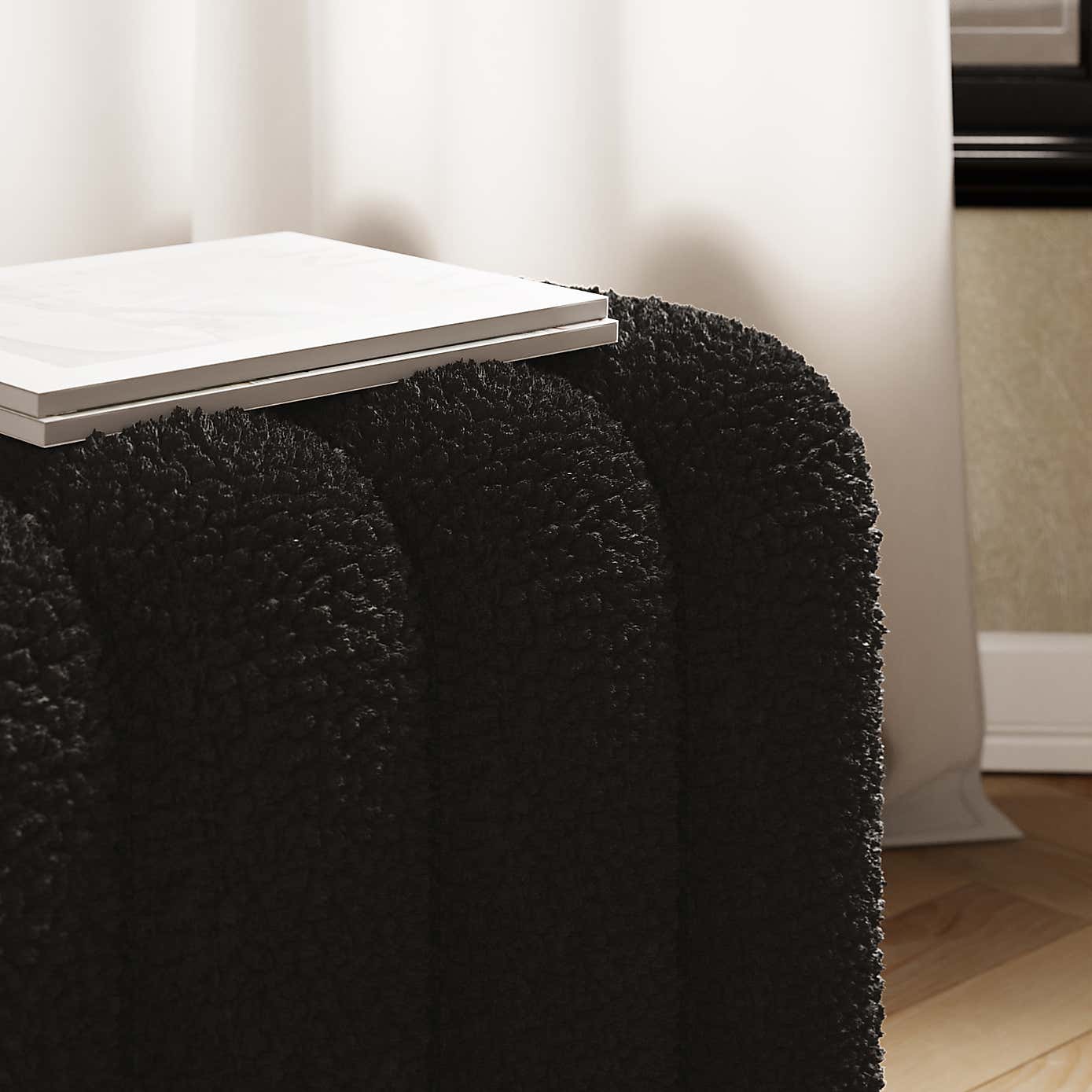 Pia Ribbed Sherpa Footstool
