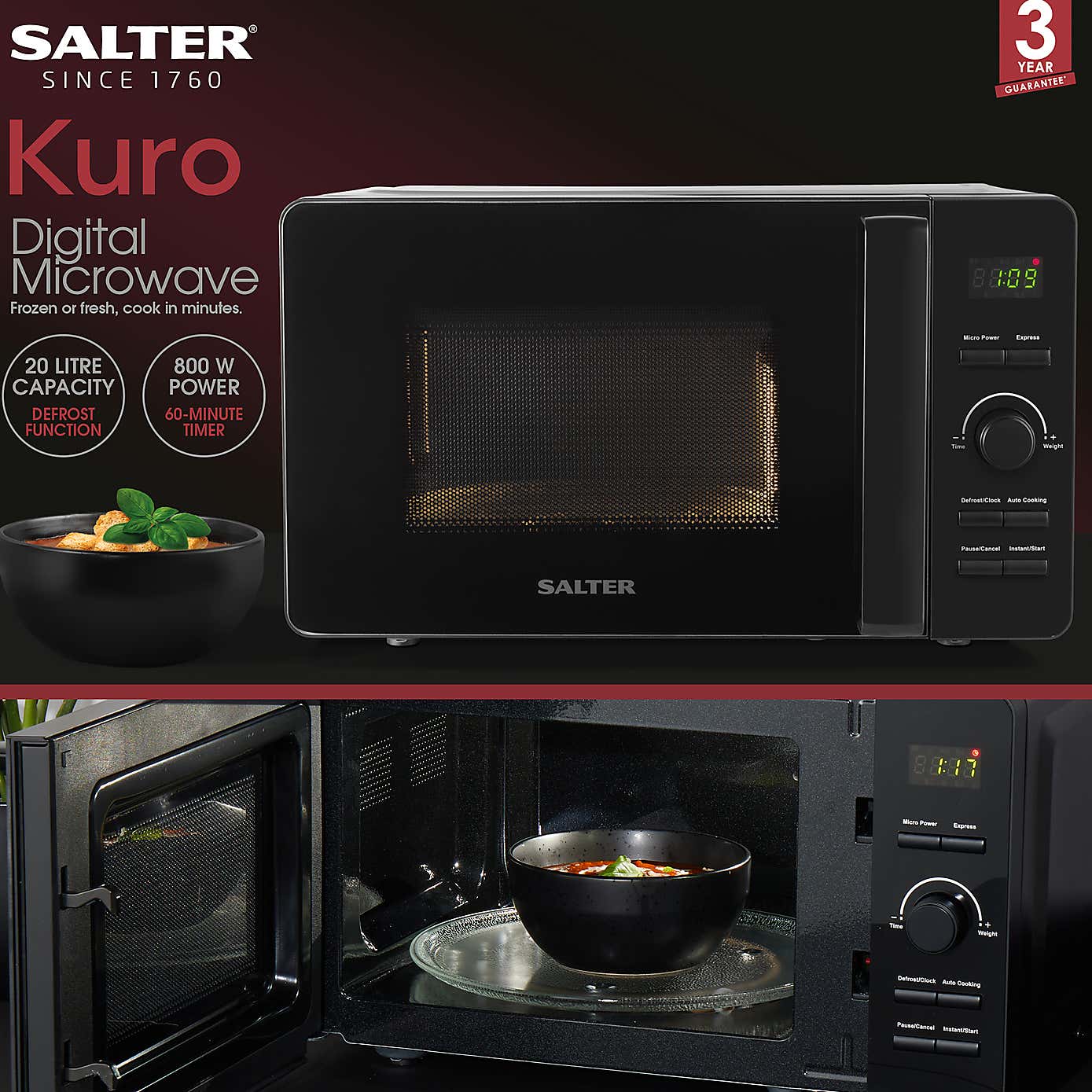 Salter Kuro Black Digital Microwave