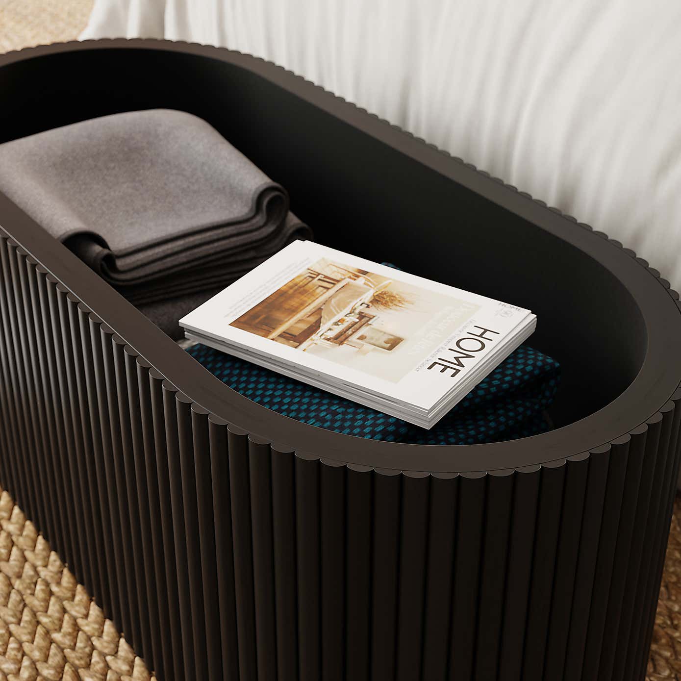 Amari Fluted Storage Ottoman