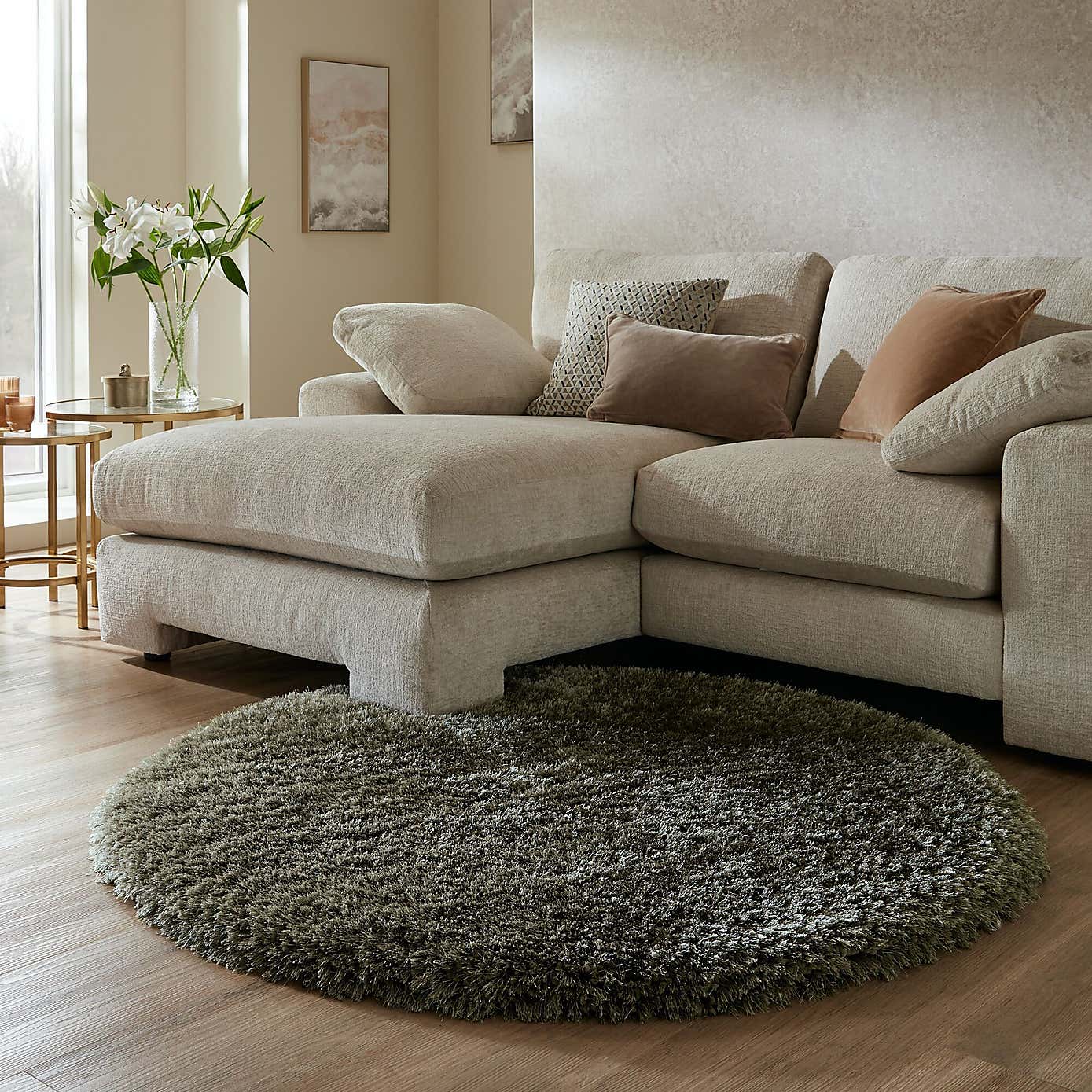 Jewel Shaggy Round Rug