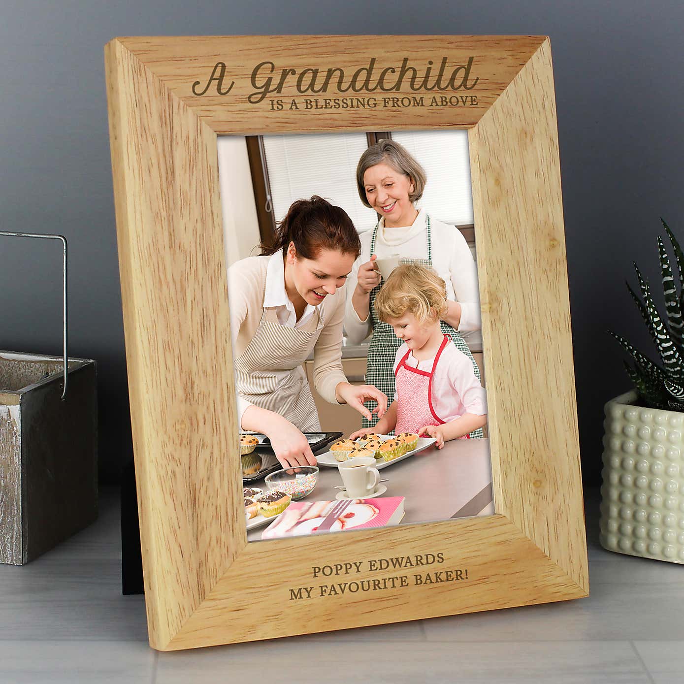 Personalised A Grandchild is a Blessing Light Wood Portrait Photo Frame