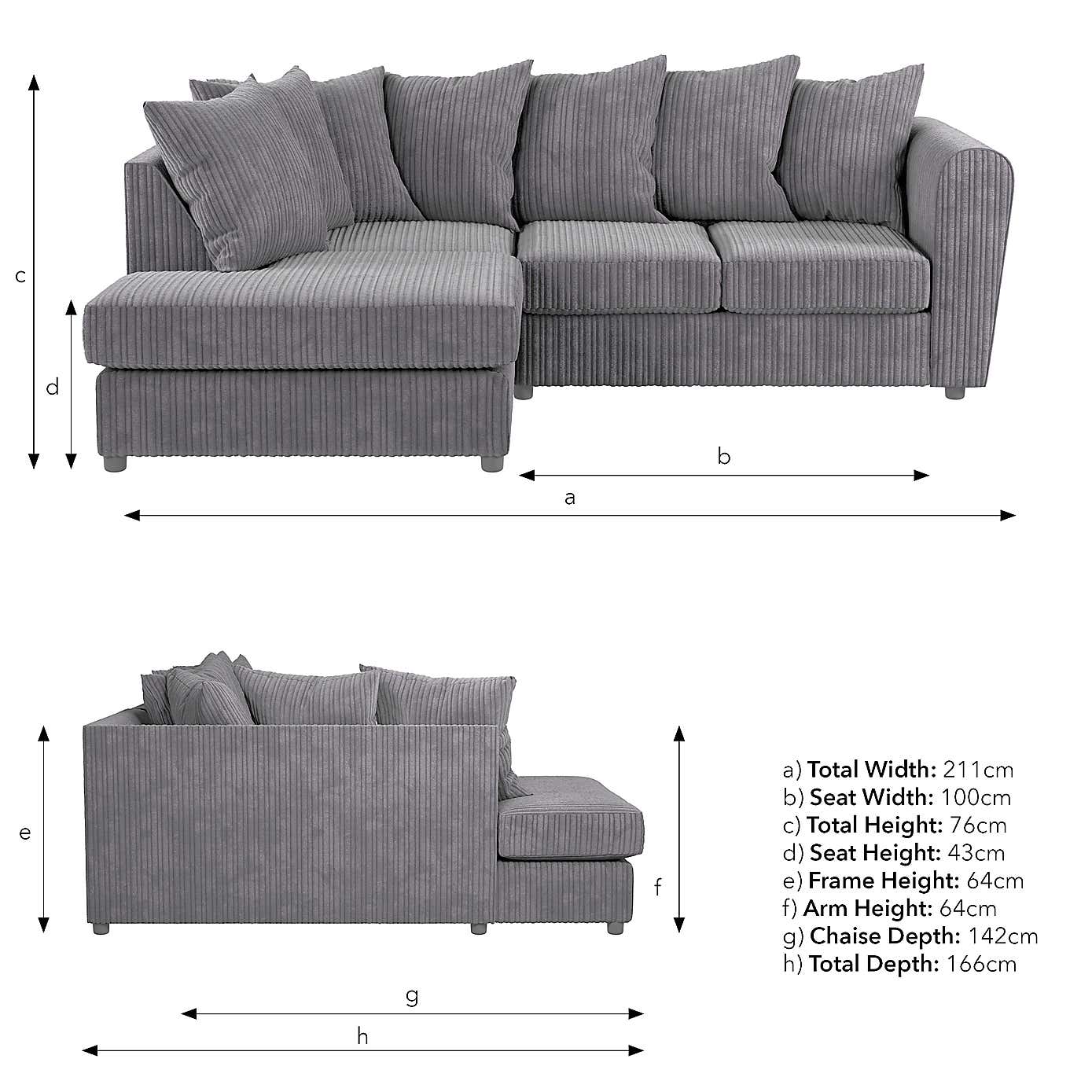 Blake Jumbo Cord Right Hand Corner Sofa