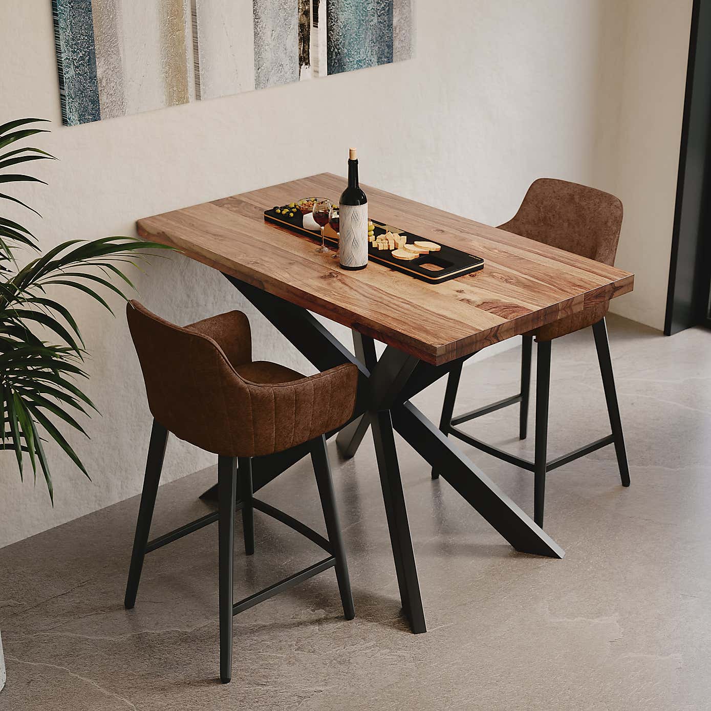 Indus Valley Logan 2 Seater Bar Table With 2 Logan Bar Stools