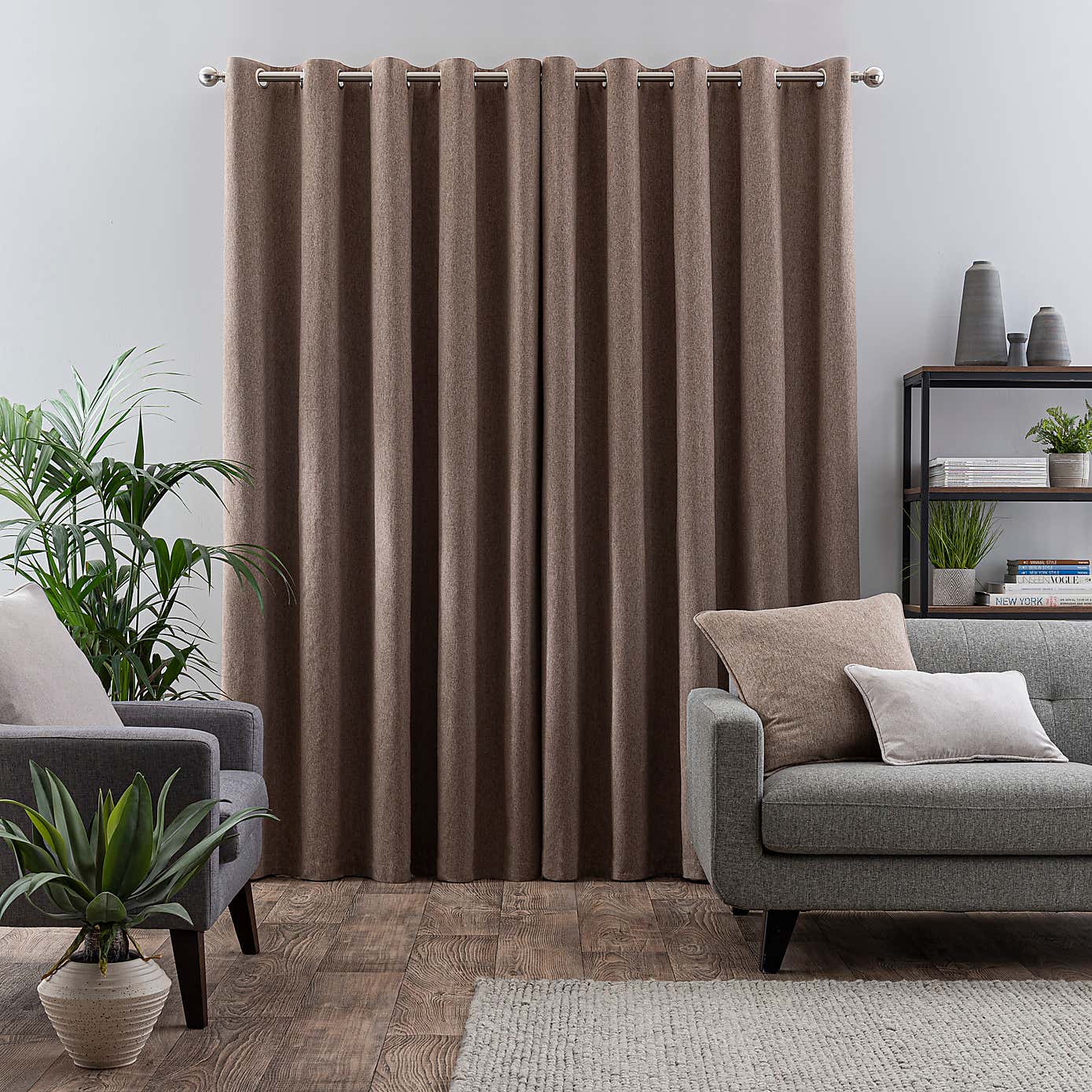 Luna Brushed Reversible Blackout Eyelet Curtains