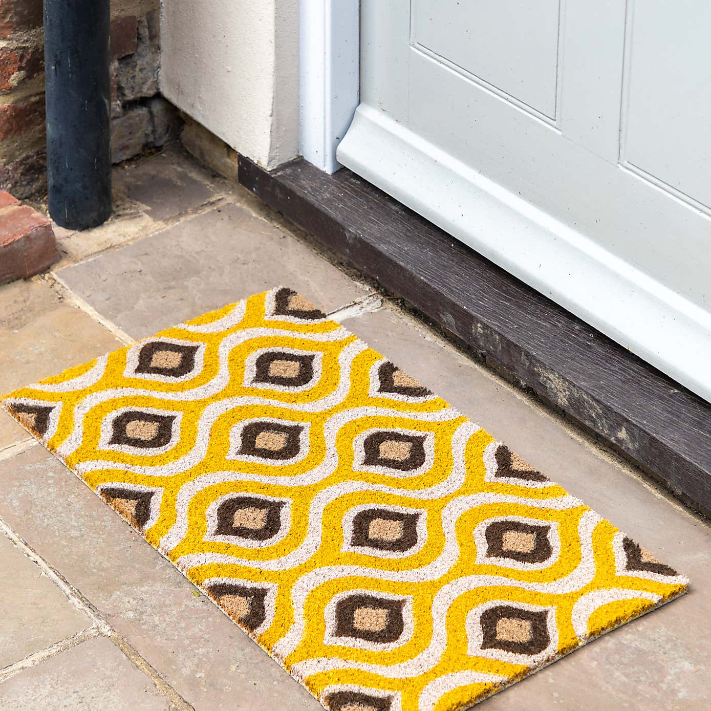Cedar & Sage Geo Ikat Design Coir Doormat