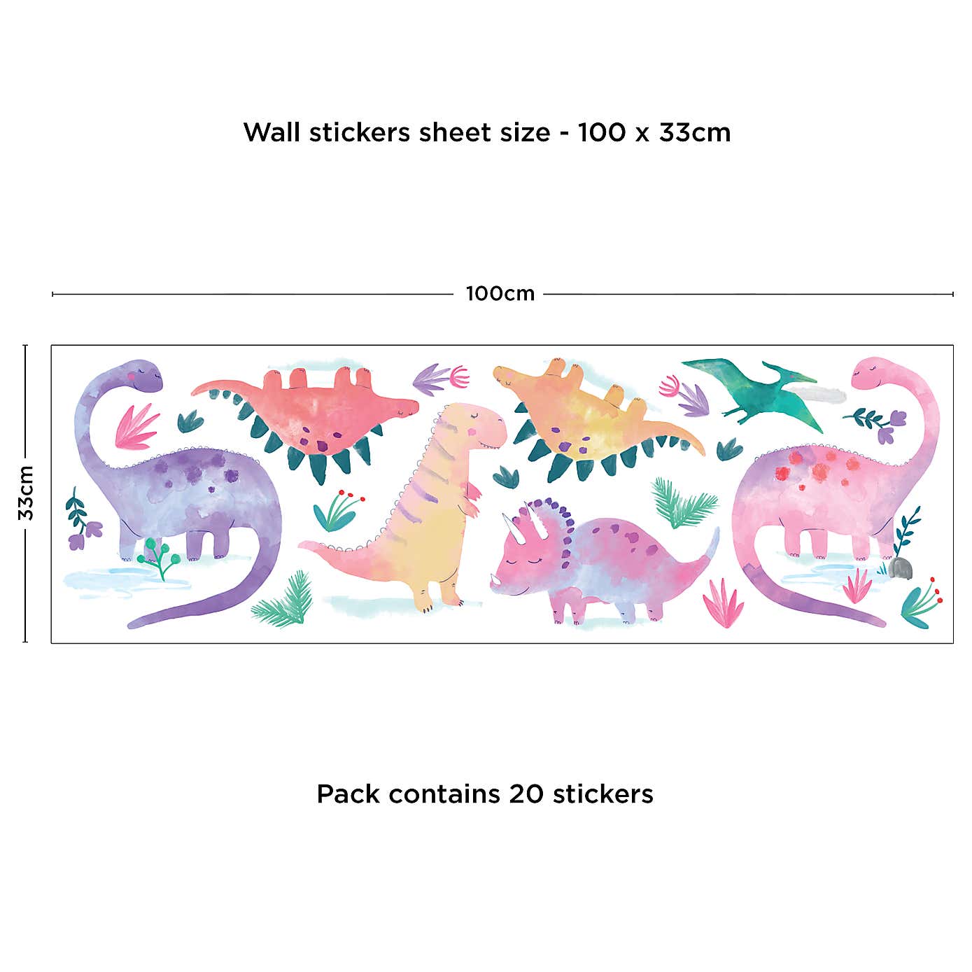 Dinosaur Pink Medium Wall Stickers