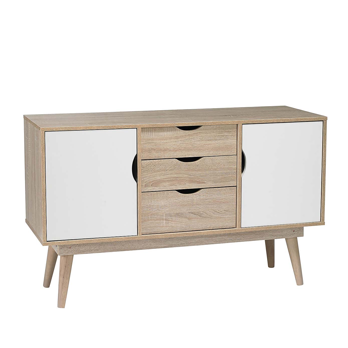 Scandi 3 Drawer White Sideboard