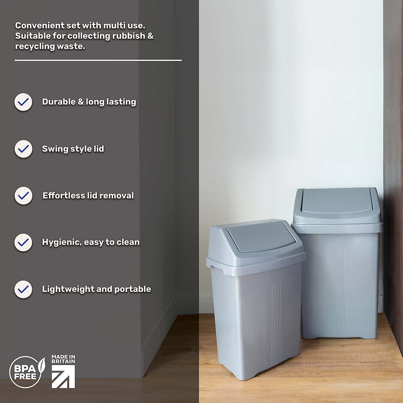 Wham Casa 25/50L Set of 2 Swing Bins