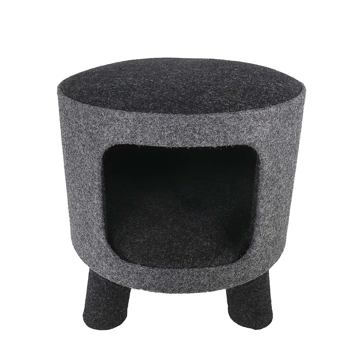 Rosewood Felt Charcoal Cat Stool
