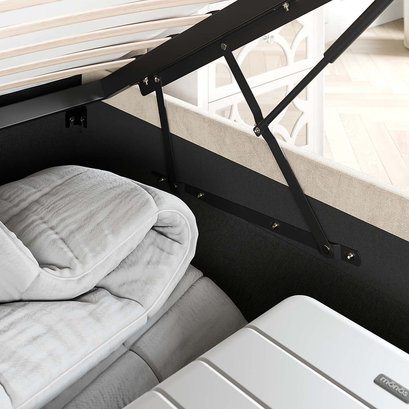 Alara Pleated Velvet Ottoman Bed