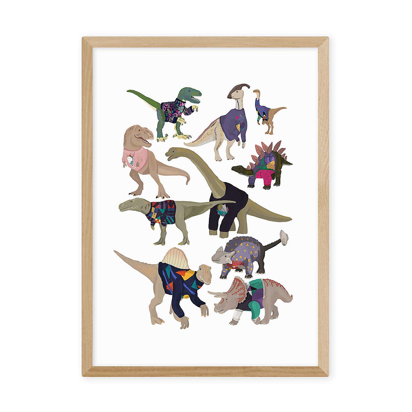 East End Prints Dinosaurs in 80s Jumpers by Hanna Melin Print