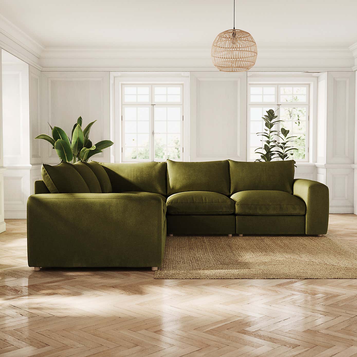 Full Circle Austin Luxury Velvet Full Corner, Olive