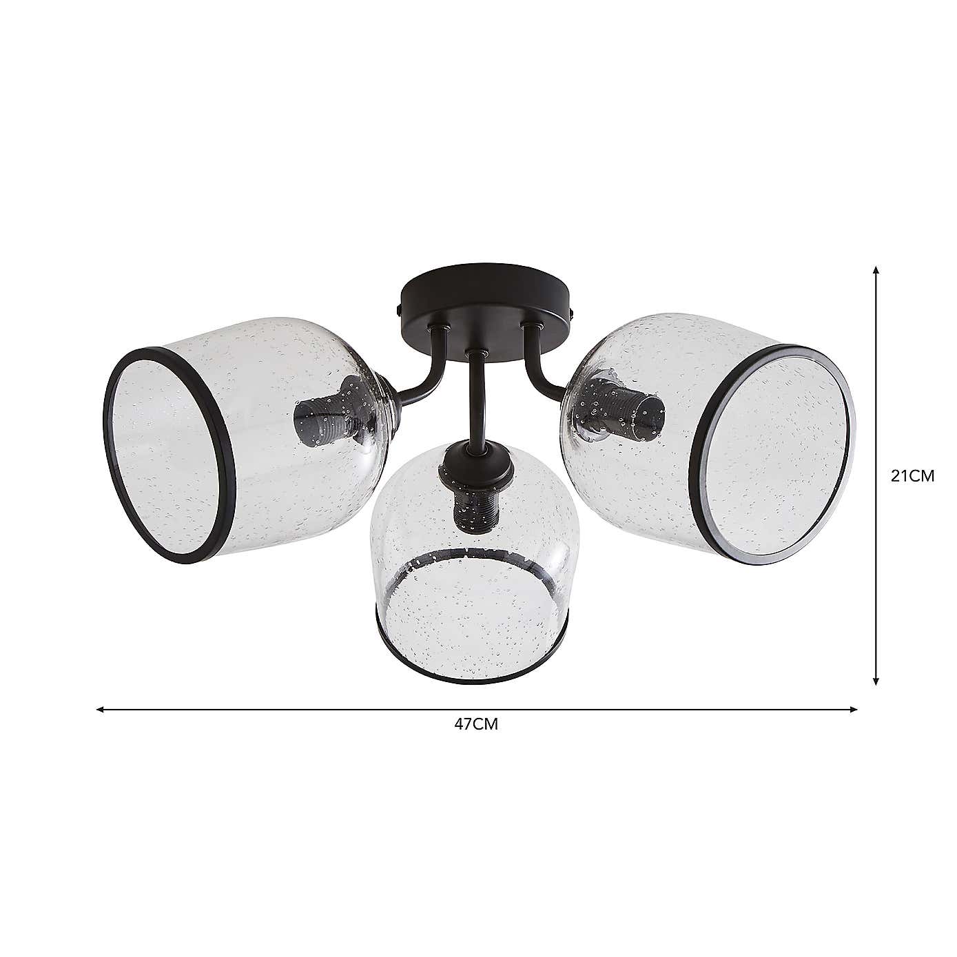 Lenny 3 Light Semi Flush Ceiling Fitting
