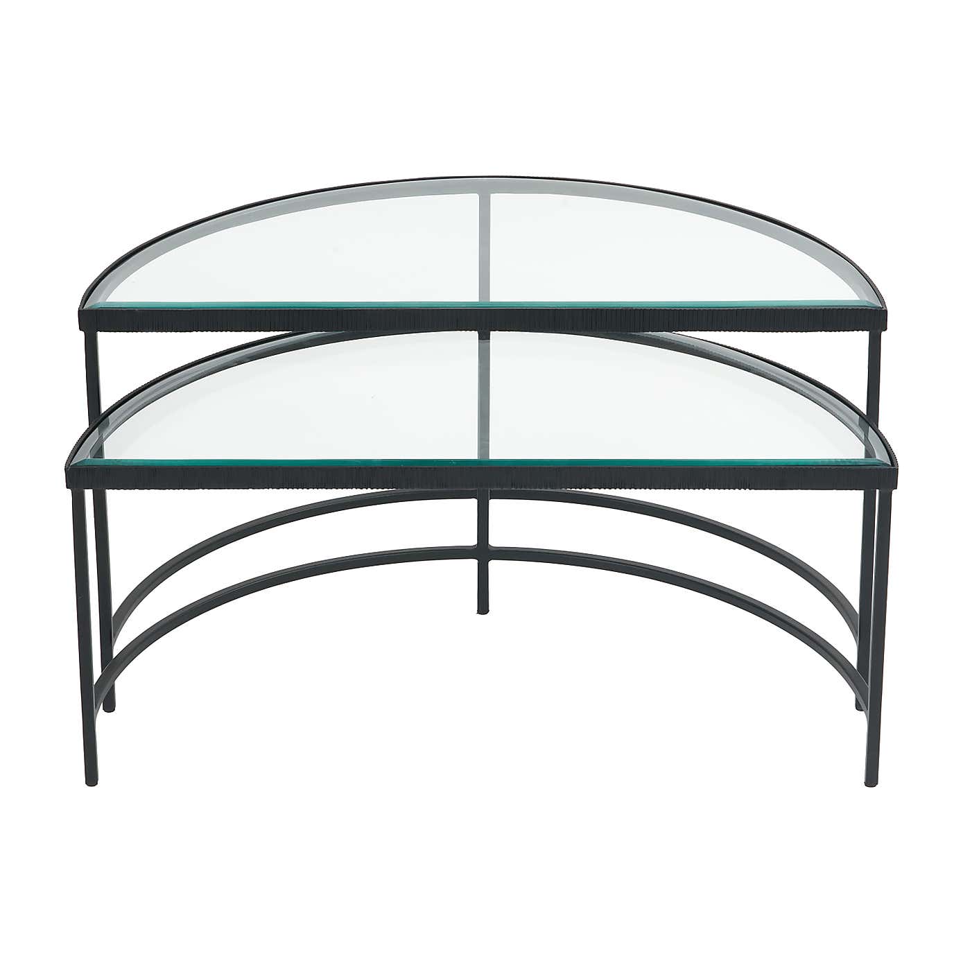 Marazzi Half Moon Coffee Tables, Bevelled Glass