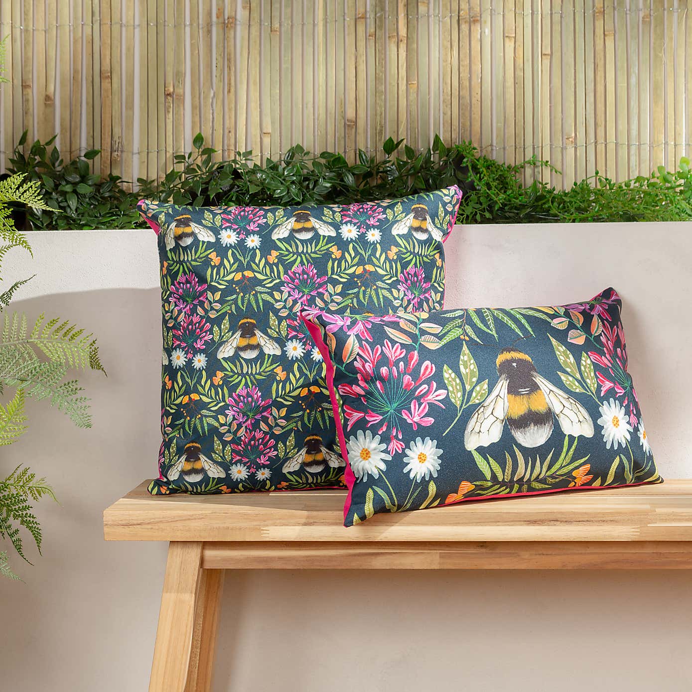 Wylder Nature House Of Bloom Zinnia Bee Outdoor Boudoir Cushion