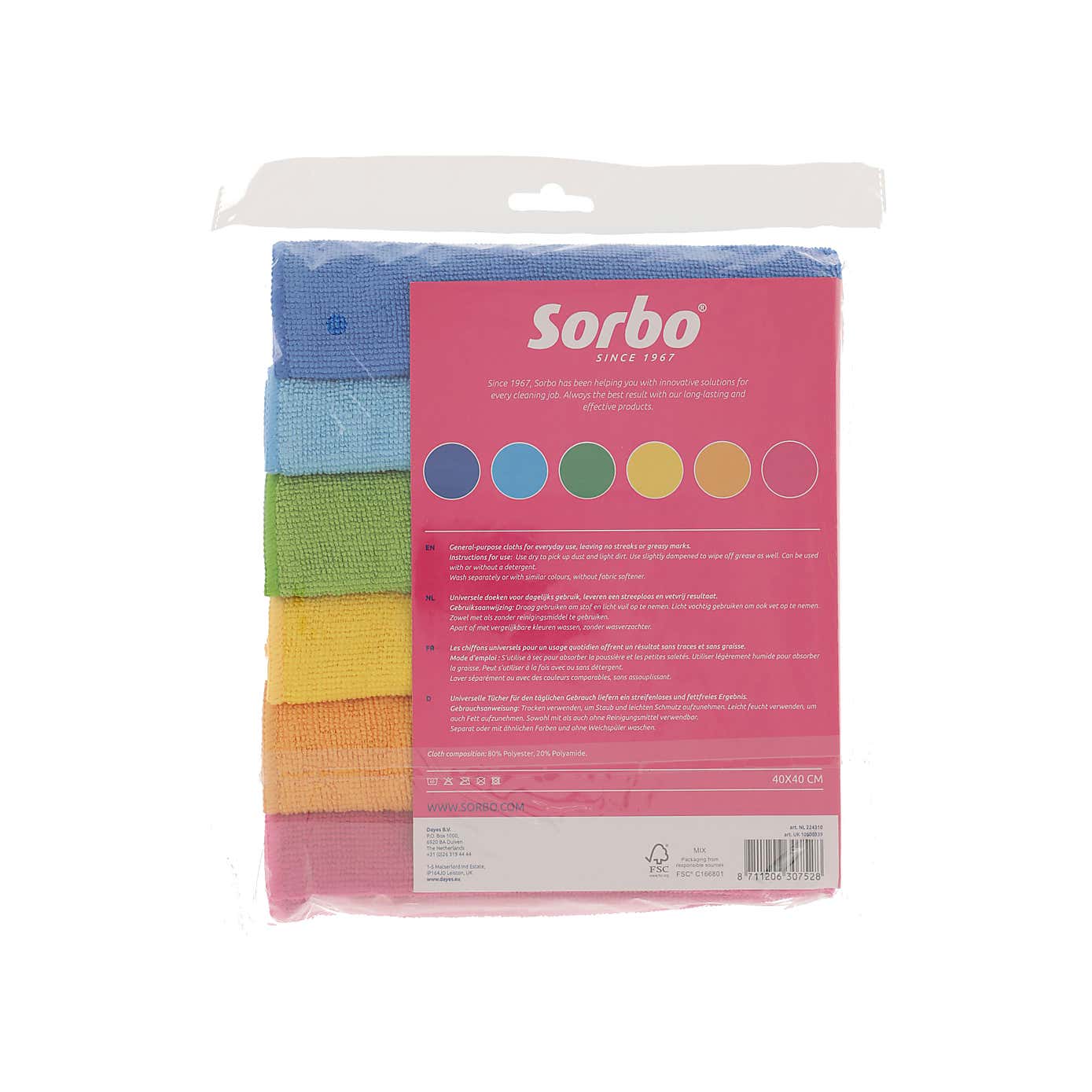 Sorbo Pack of 6 Microfibre Rainbow Cloths