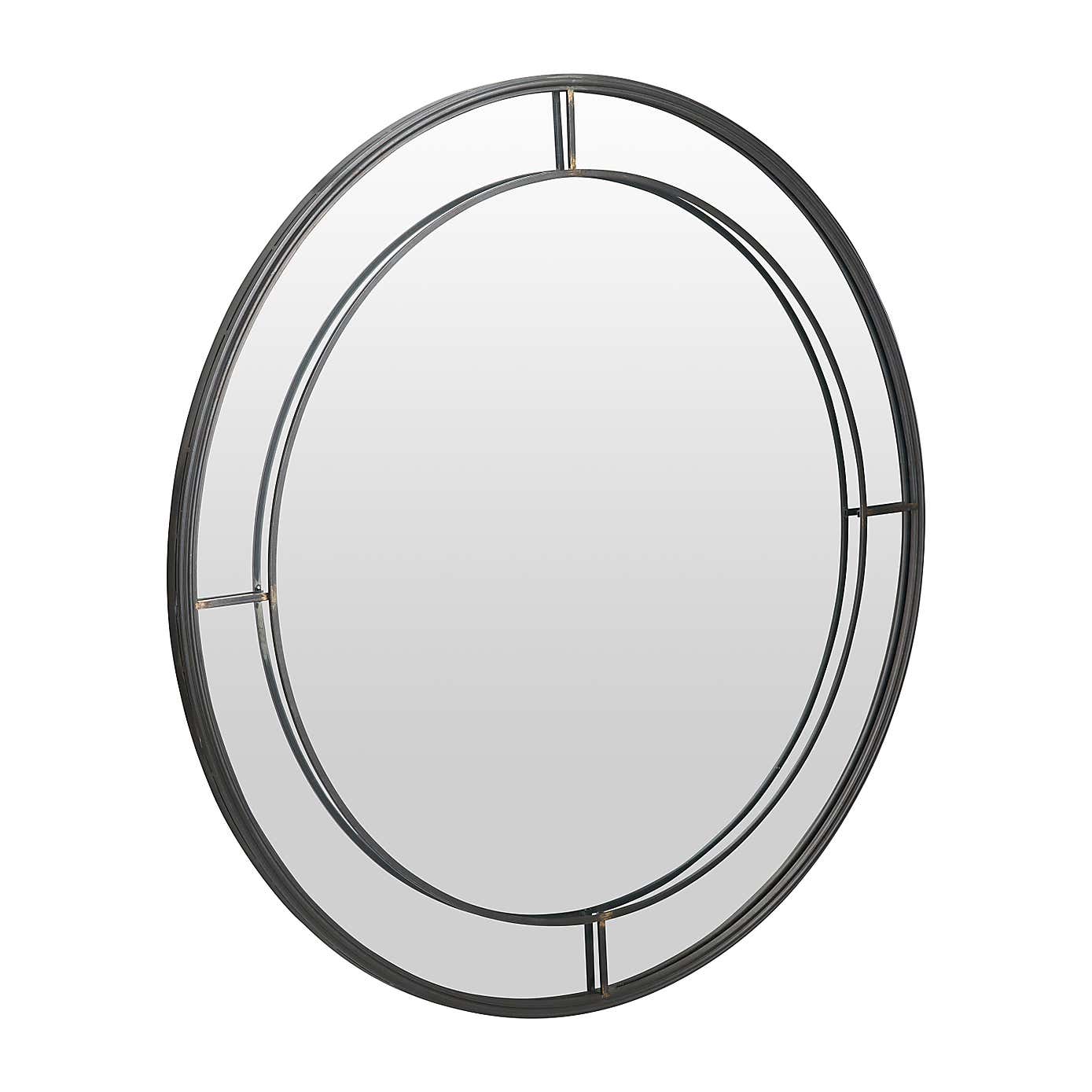 Antique Bronze Metal Round Wall Mirror