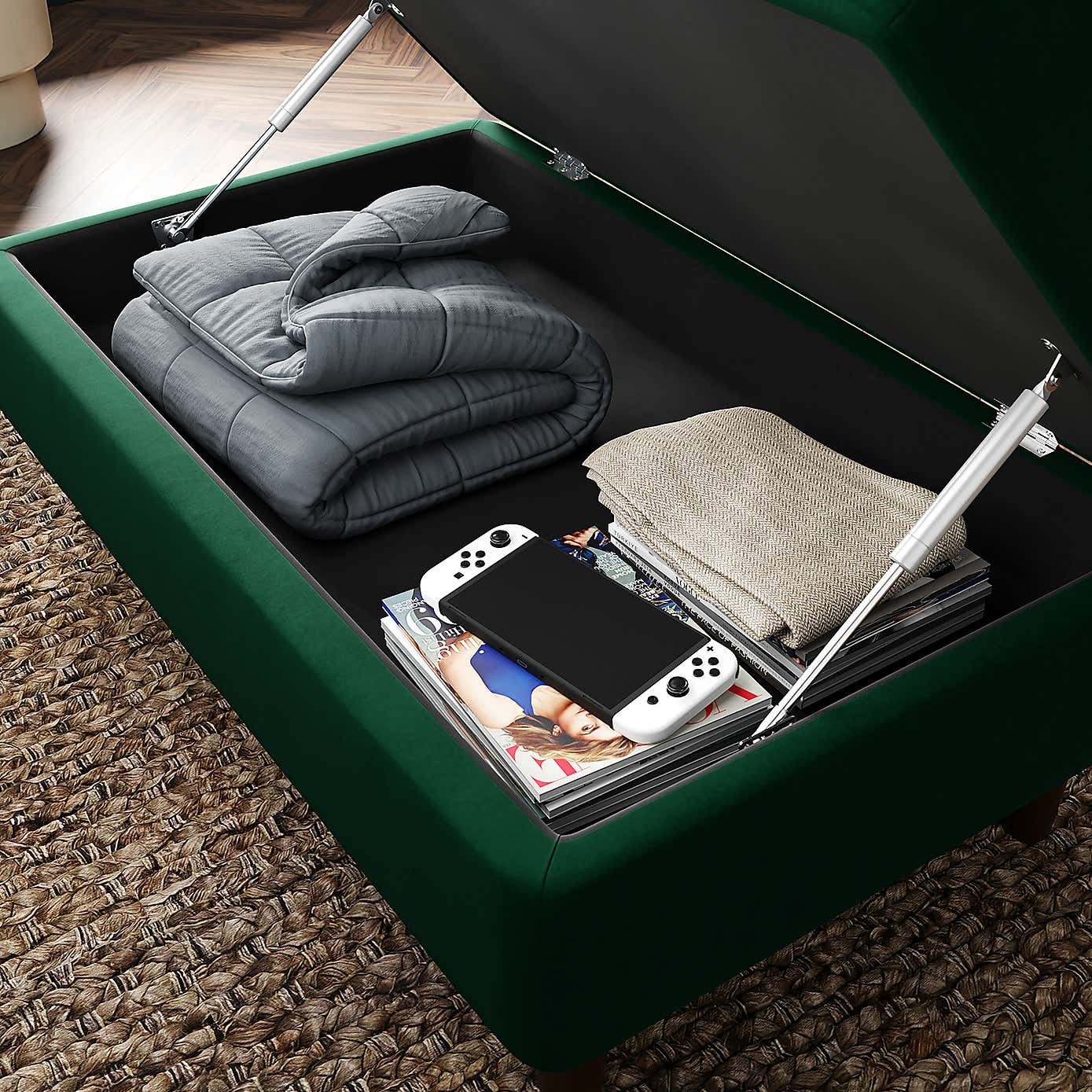 Zoe Velvet Storage Footstool