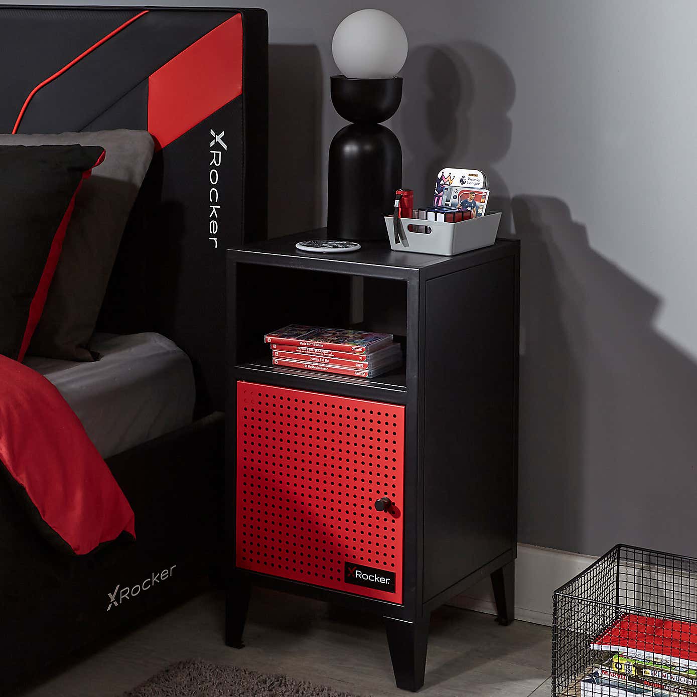 X Rocker MESH TEK Bedside Cabinet with Single Cube Storage