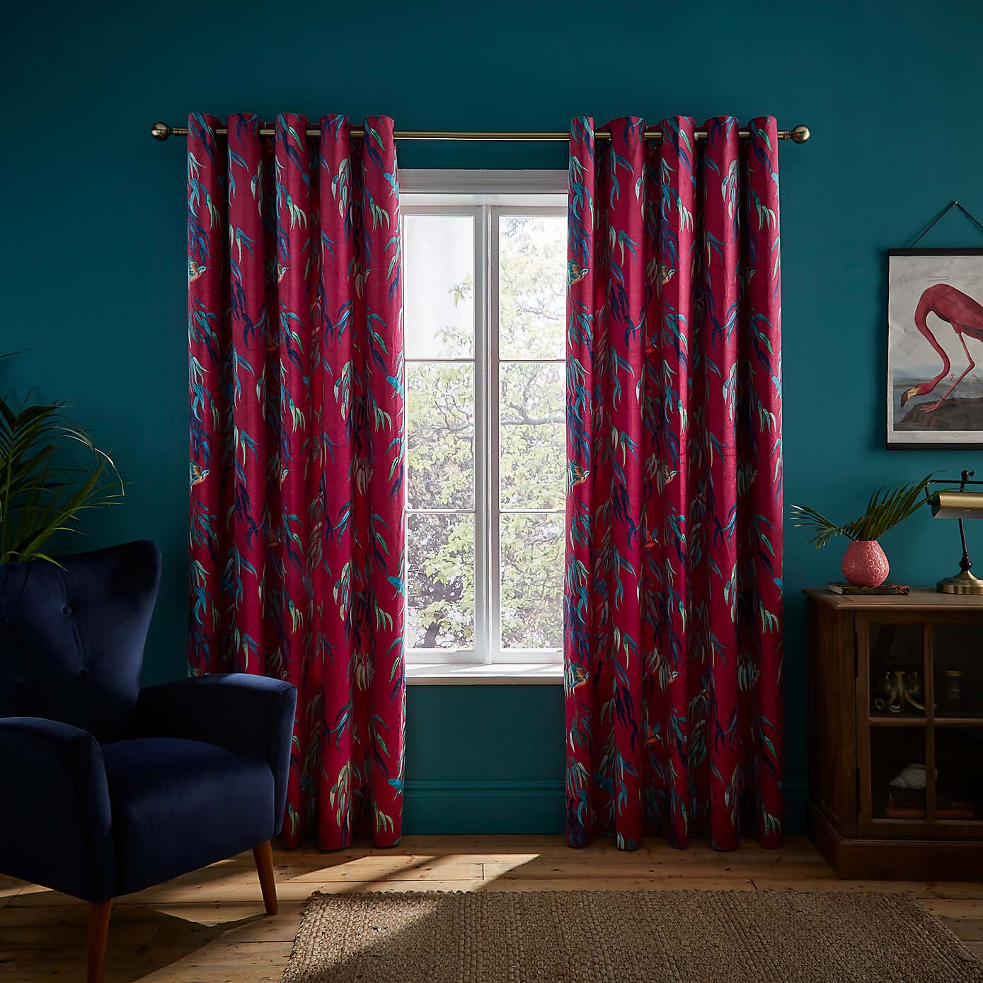 Natural History Museum Kingfisher Eyelet Curtains