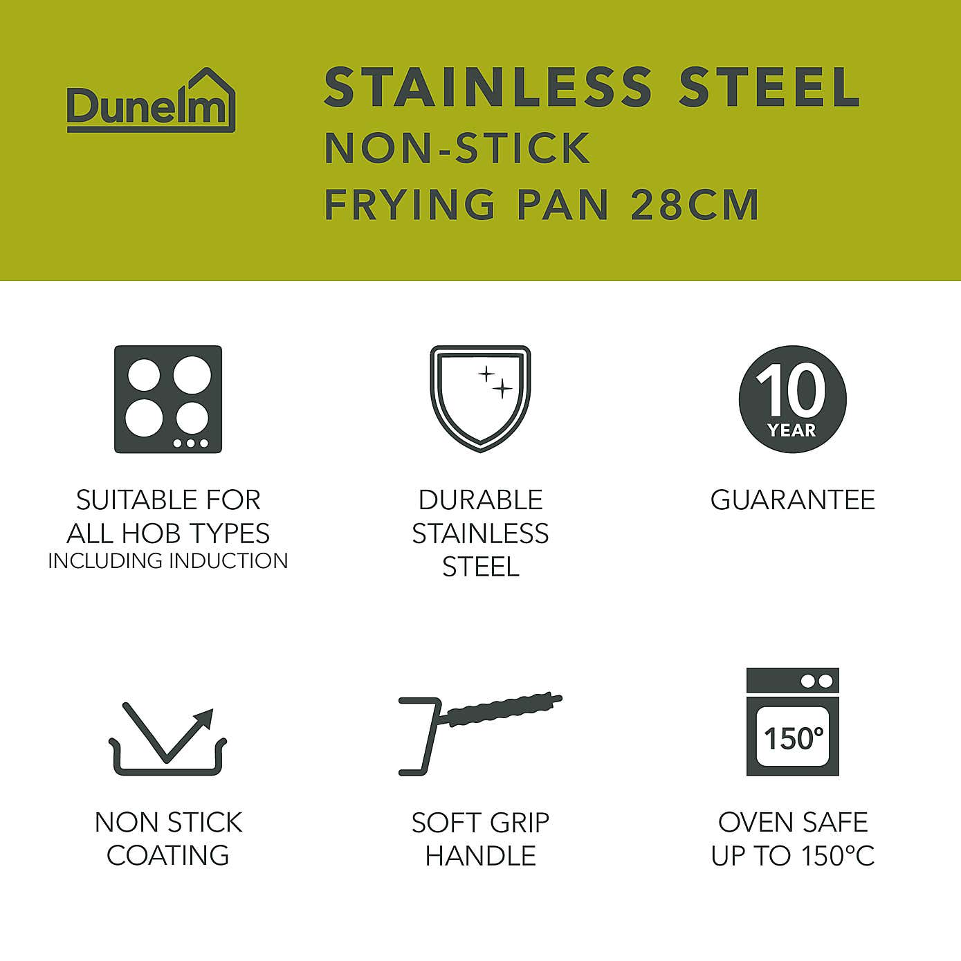 Non-Stick Stainless Steel Frying Pan, 28cm