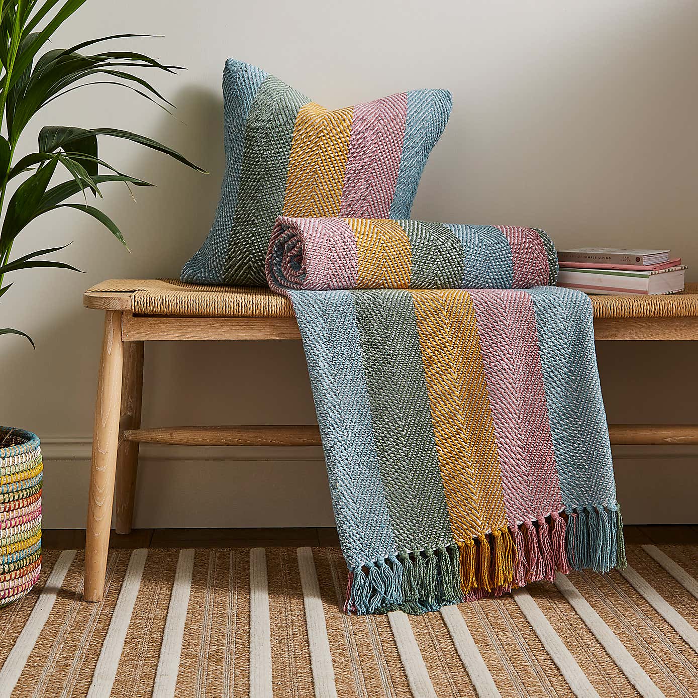Jenson Striped Pastel Square Cushion