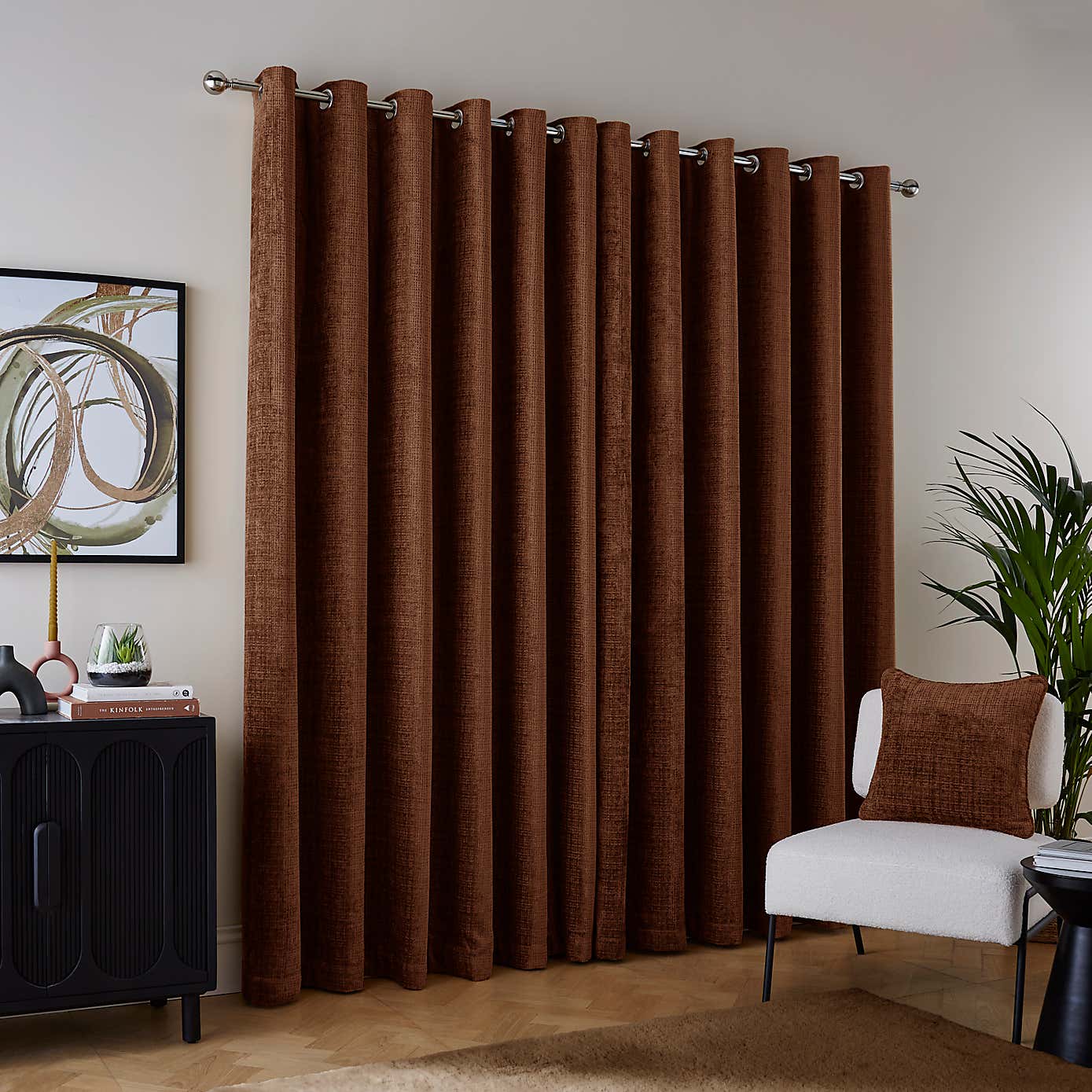 Cashton Chenille Heavyweight Eyelet Curtains