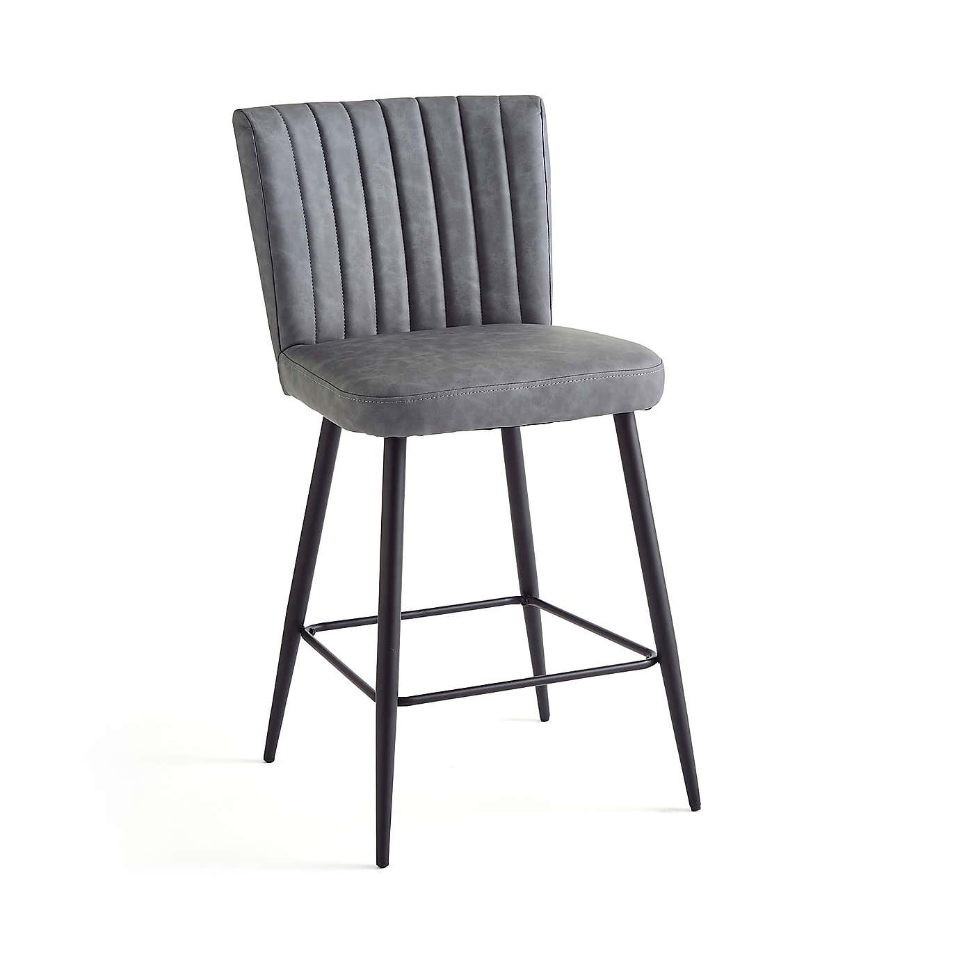 Taylor Counter Height Bar Stool, Grey Faux Leather