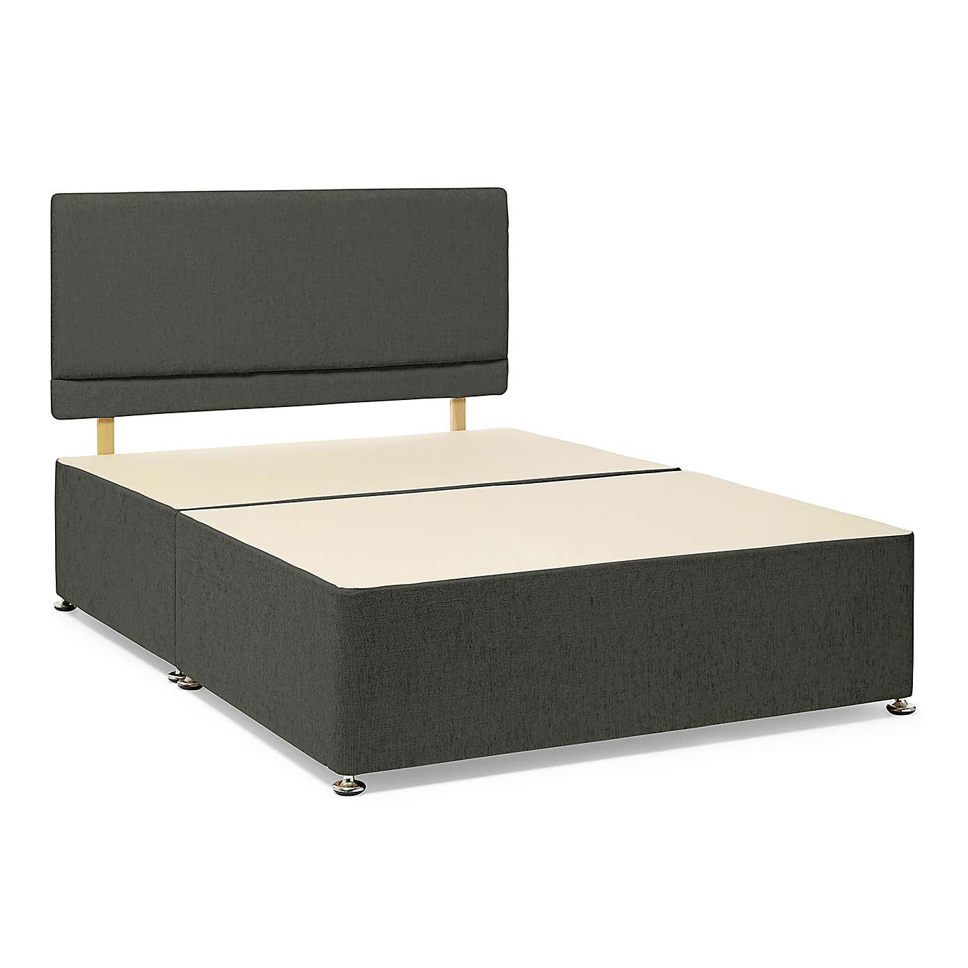 Universal No Drawer Chenille Divan Base with Headboard