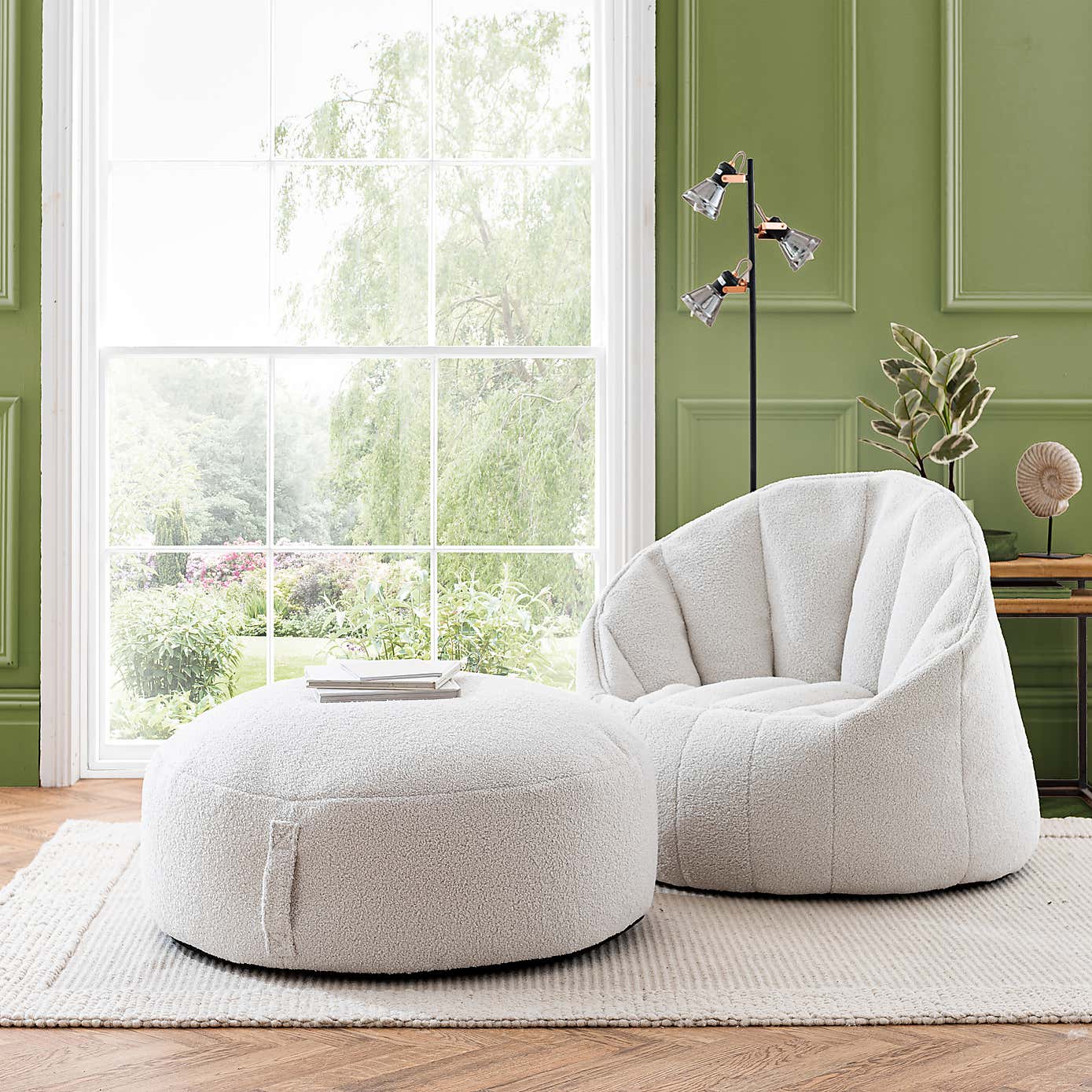 XL Adella Sherpa Ivory Footstool