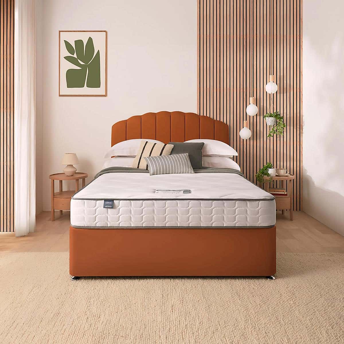 Silentnight 2 Drawer Divan Bed With Velvet Merlin Headboard