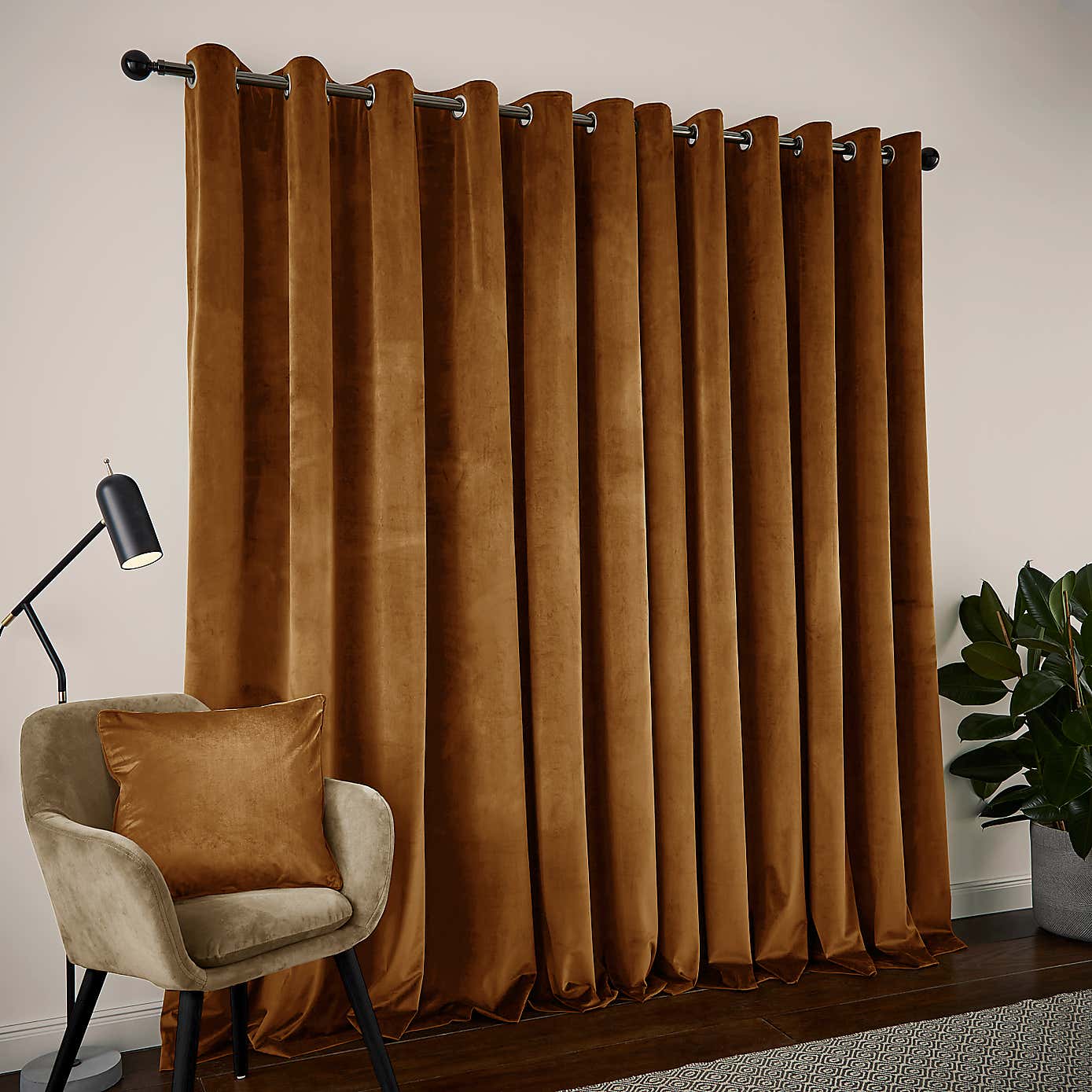 Recycled Velour Eyelet Curtains