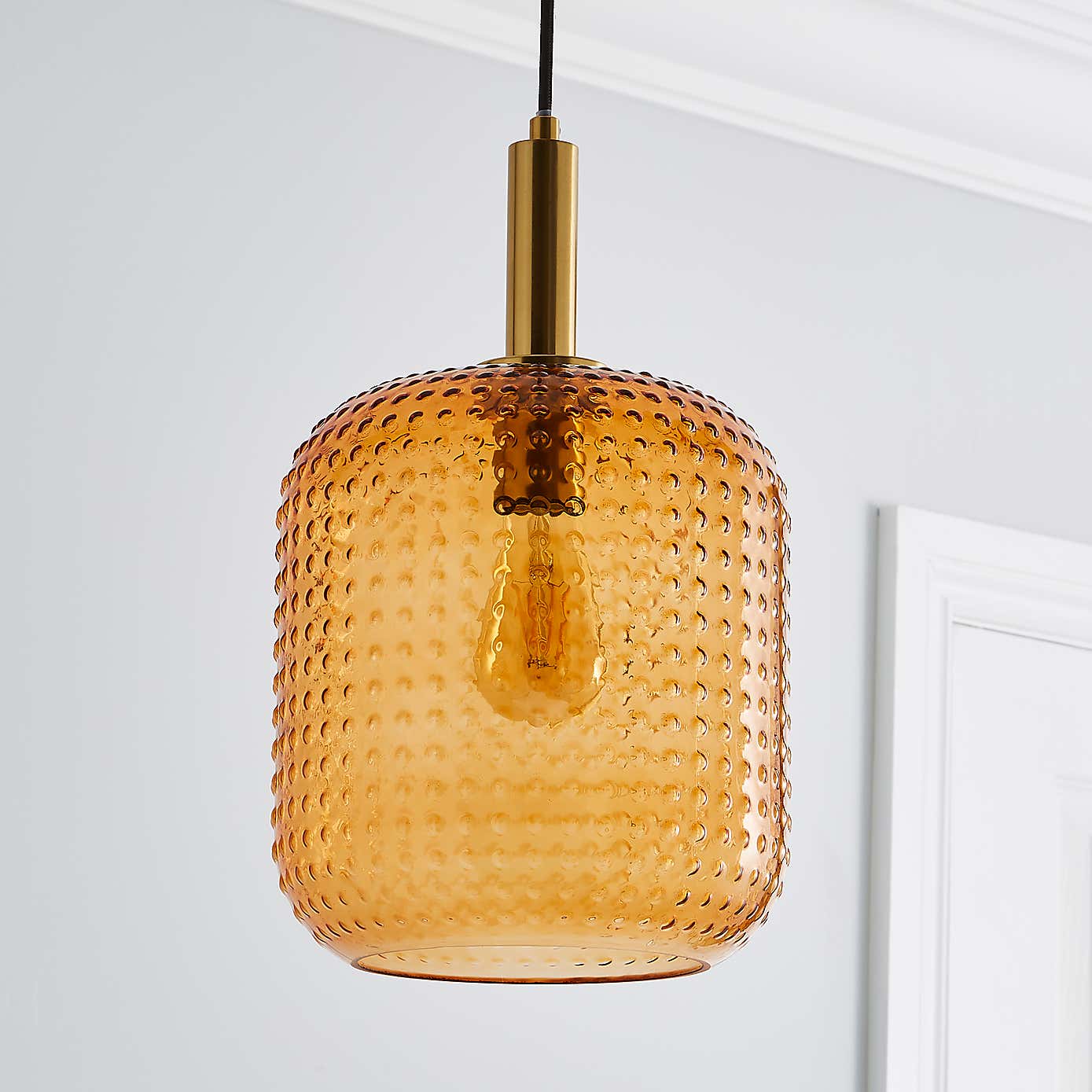 Amber Retro 1 Light Pendant Ceiling Fitting