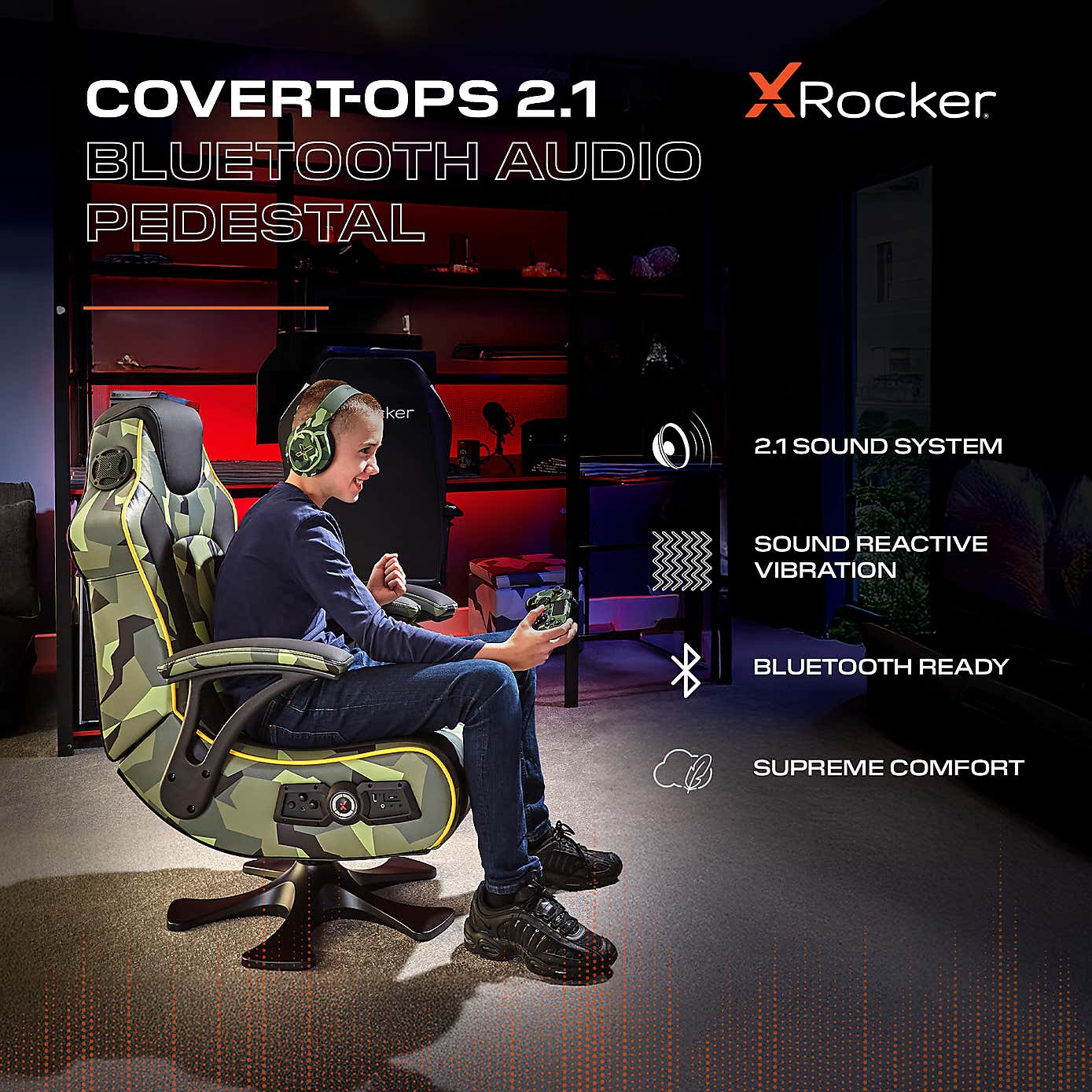 X Rocker Covert Ops 2.1 Gaming Pedestal Chair