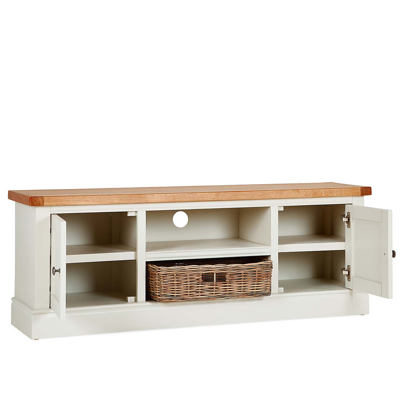 Compton Ivory Wide TV Stand with Baskets