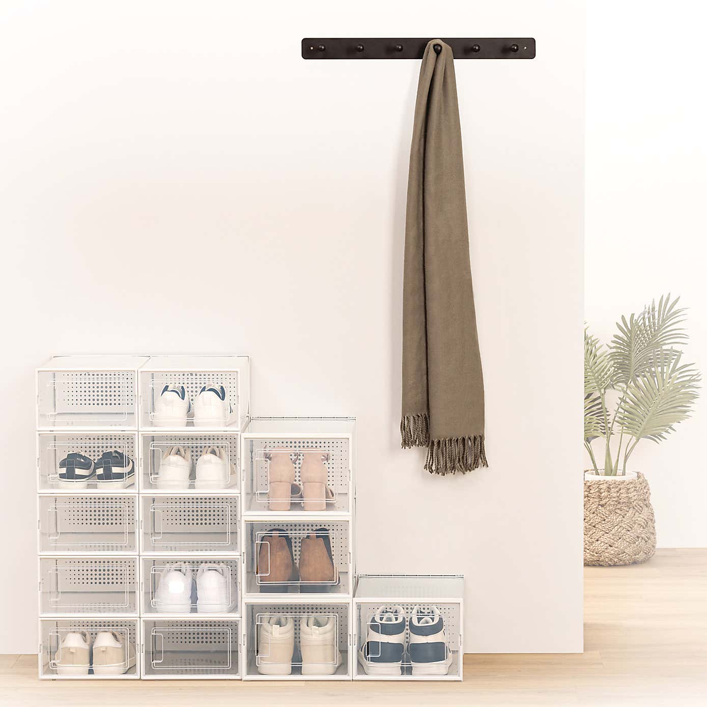 Set of 2 Stackable Clear Shoe Boxes