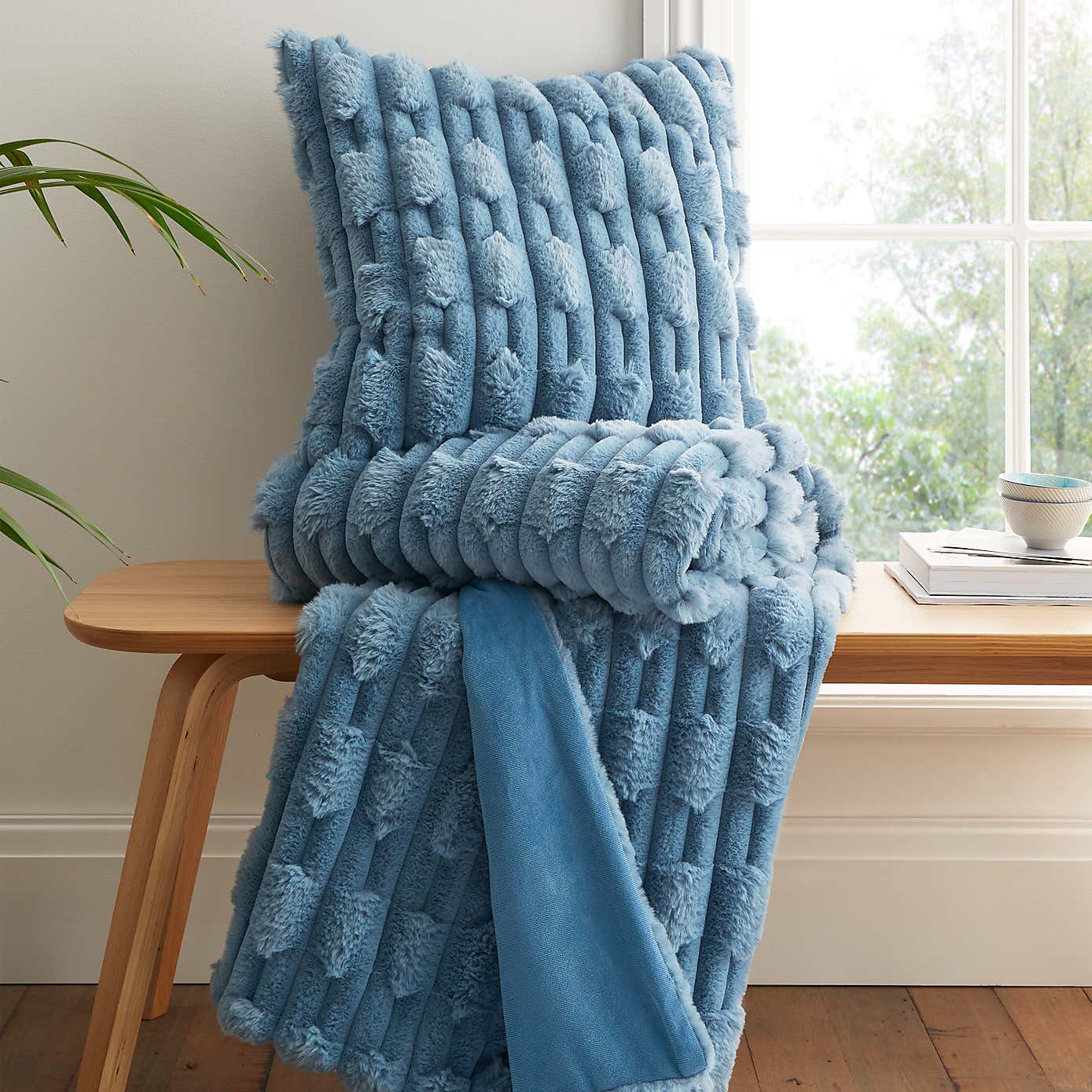 Bianca Carved Faux Fur Square Cushion